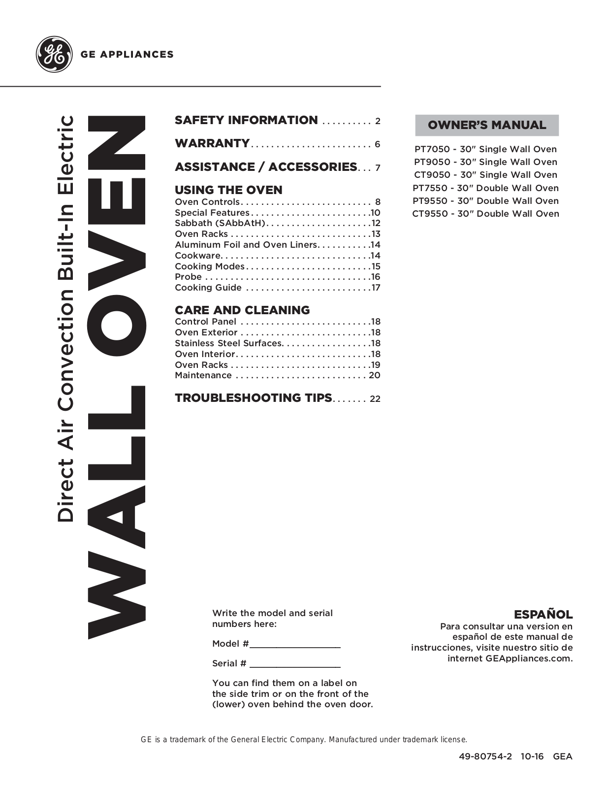 GE PT7050FMDS User Manual