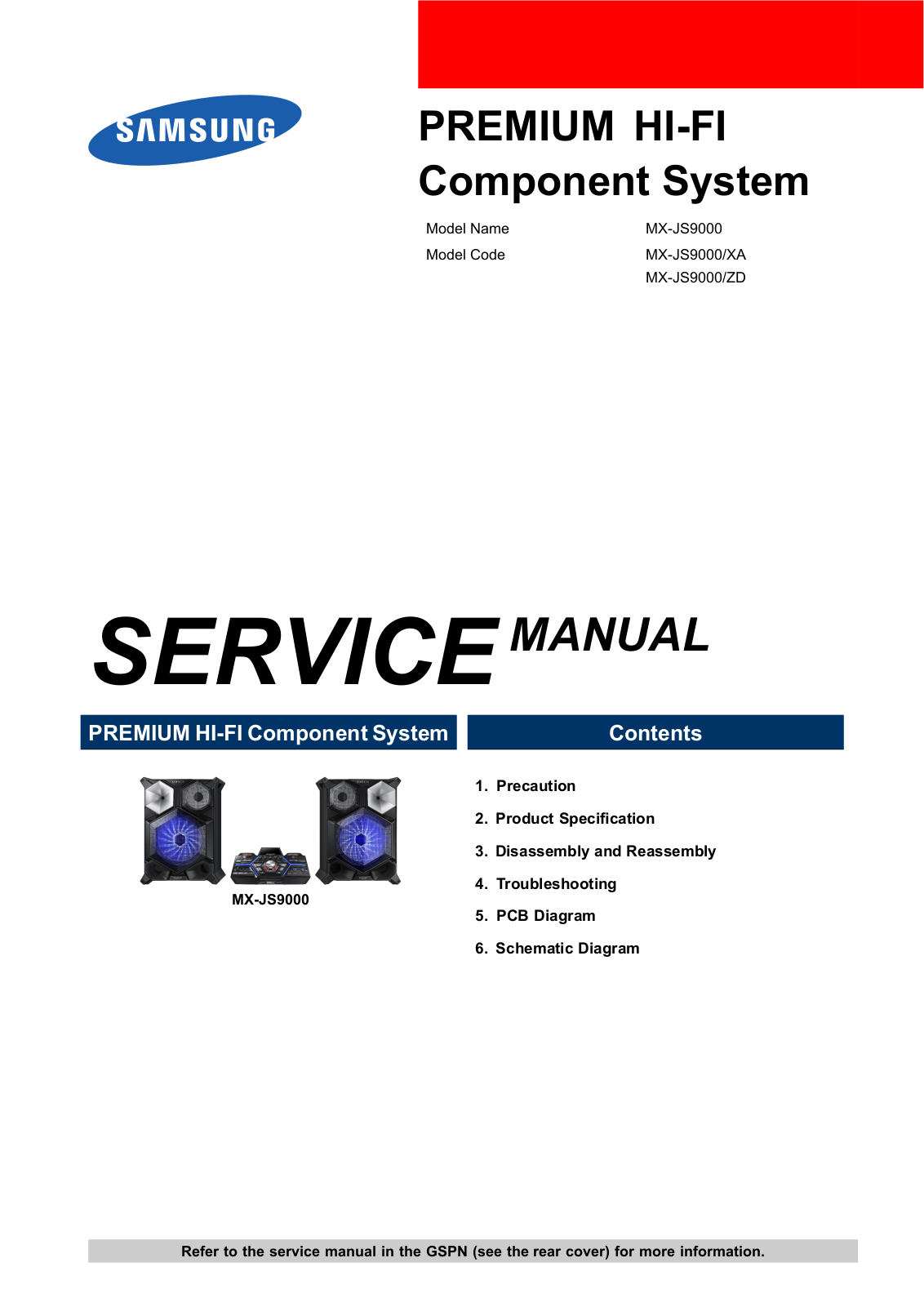Samsung MX-JS9000, MX-JS9000XA, MX-JS9000ZD Service Manual