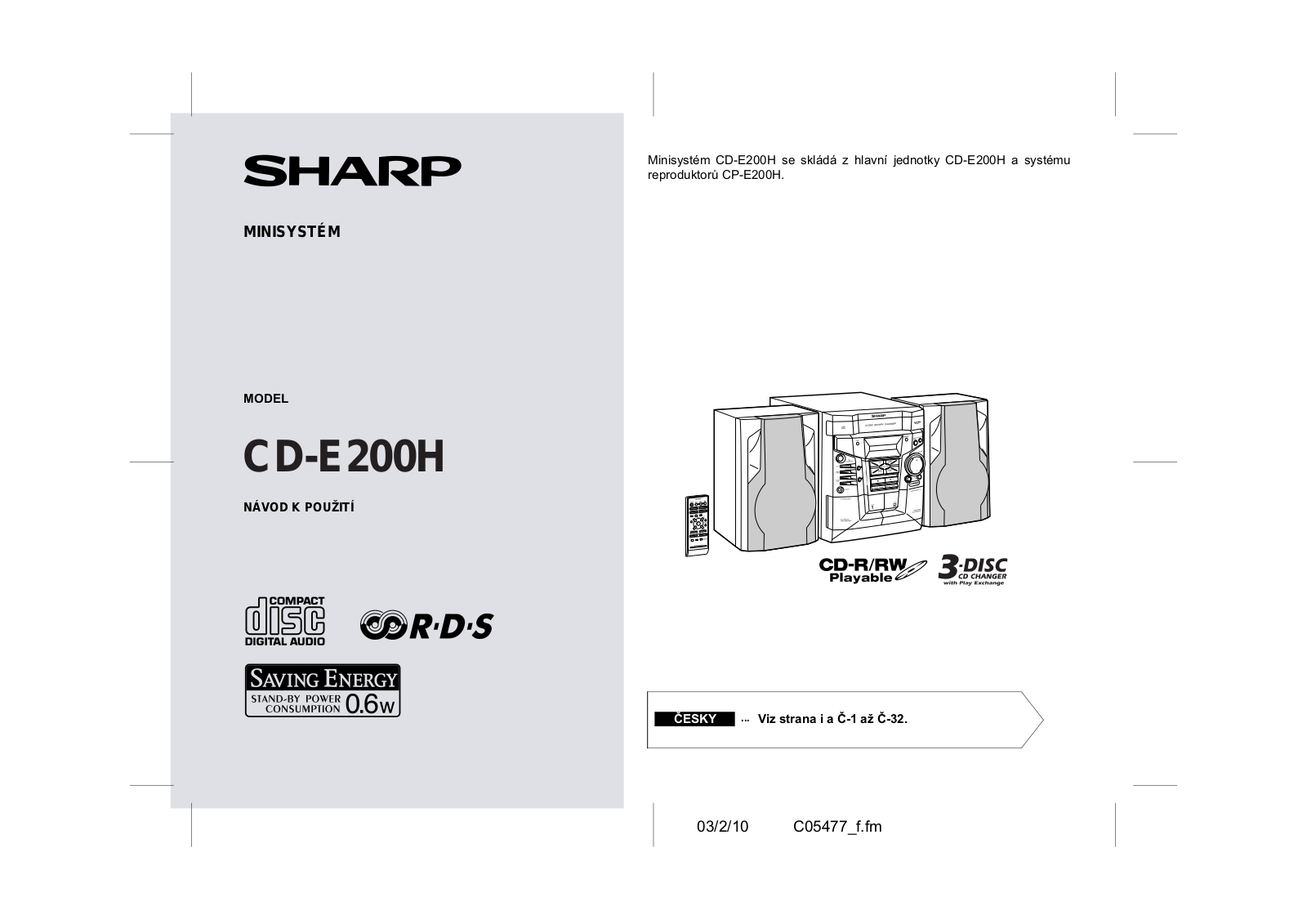 Sharp CD-E200H User Manual