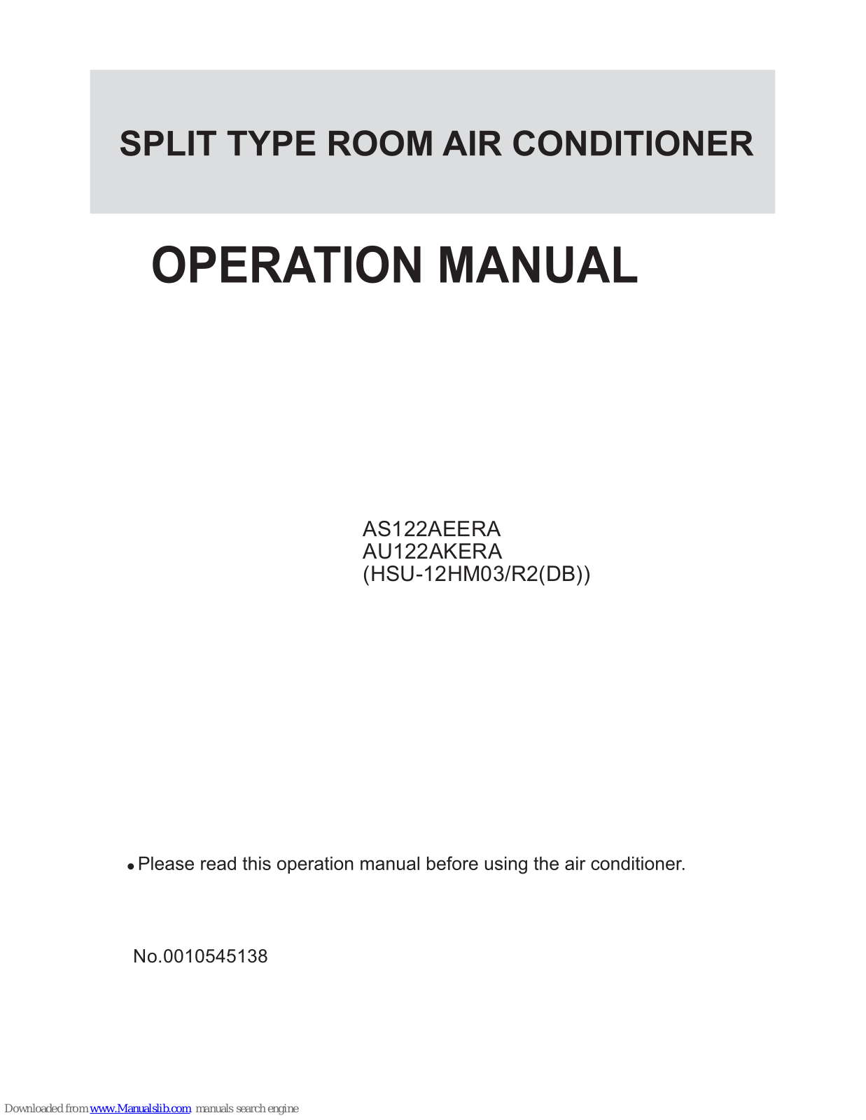 Haier HSU-10HM03-R2, HSU-10HM03 Operation Manual