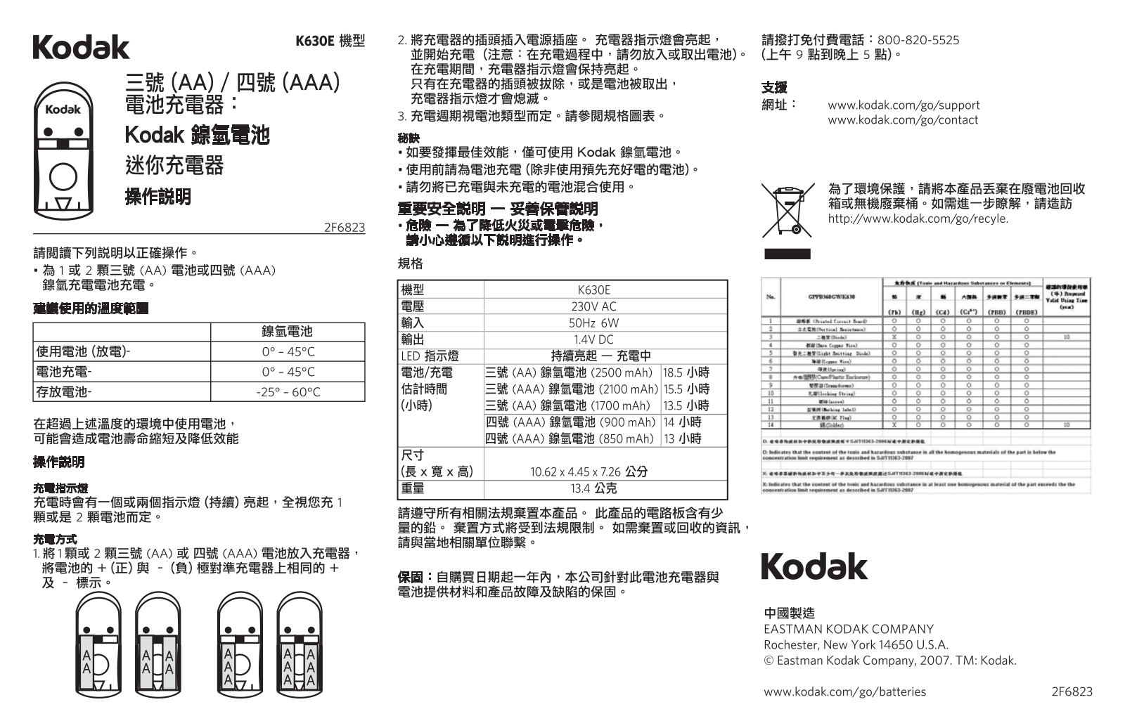 Kodak K630E NI-MH MINI User Manual