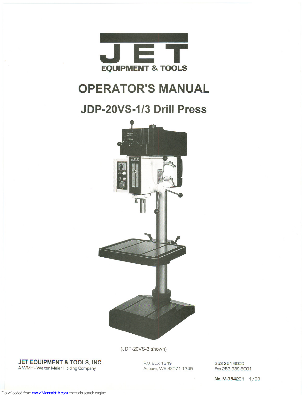 Jet JDP-20VS, JDP-20VS-1, JDP-20VS-3 Operator's Manual - ManualMachine.com