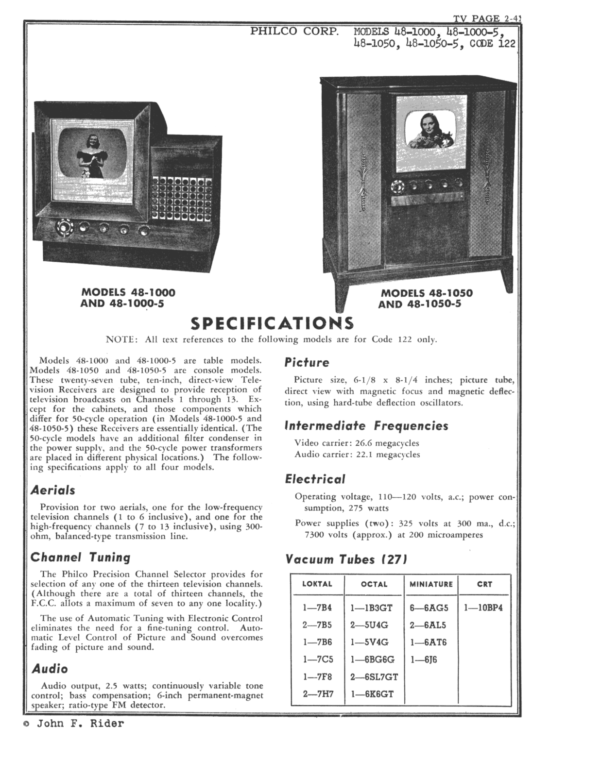 Philco 48 1000 122 schematic