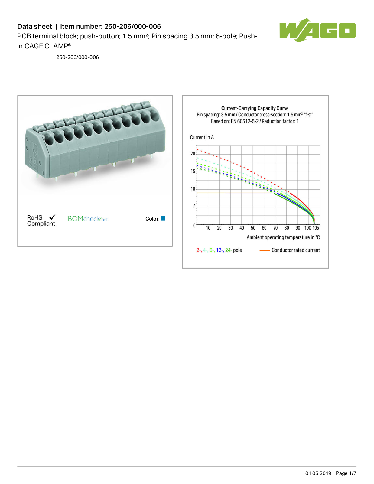 Wago 250-206/000-006 Data Sheet