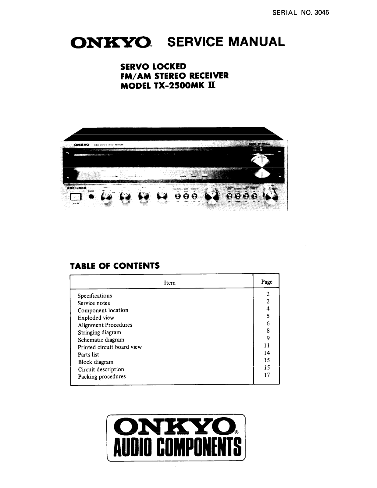 Onkyo TX 2500MKII Service Manual