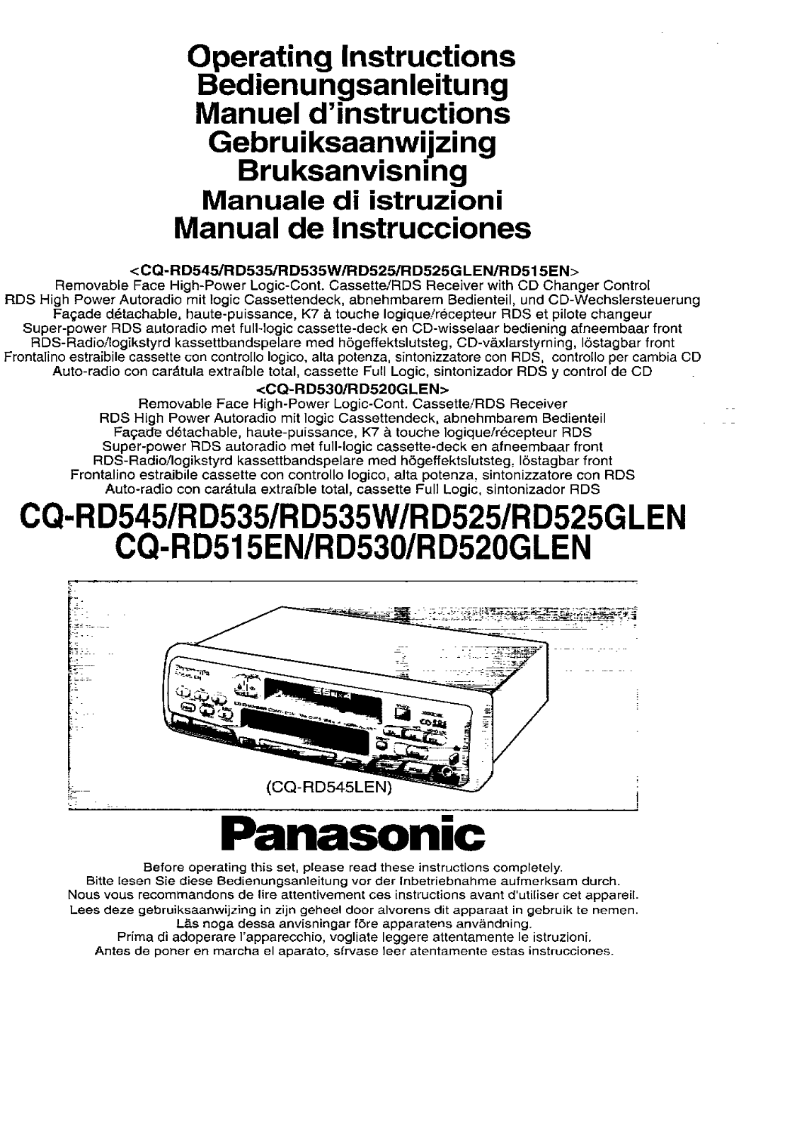 Panasonic CQ-RD520, CQ-RD535, CQ-RD545 User Manual