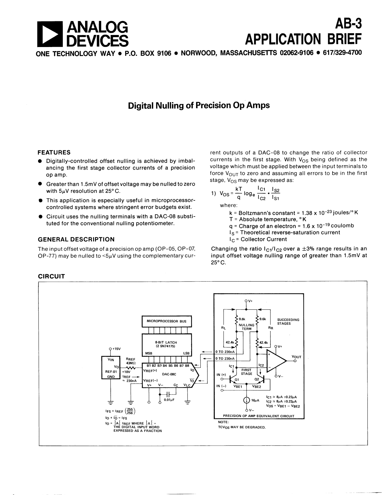 Analog Devices AB3 Application Notes