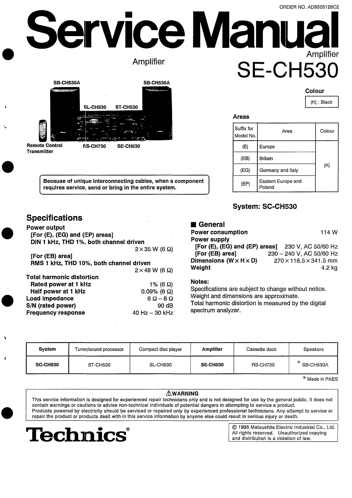 Technics SECH-530 Service manual