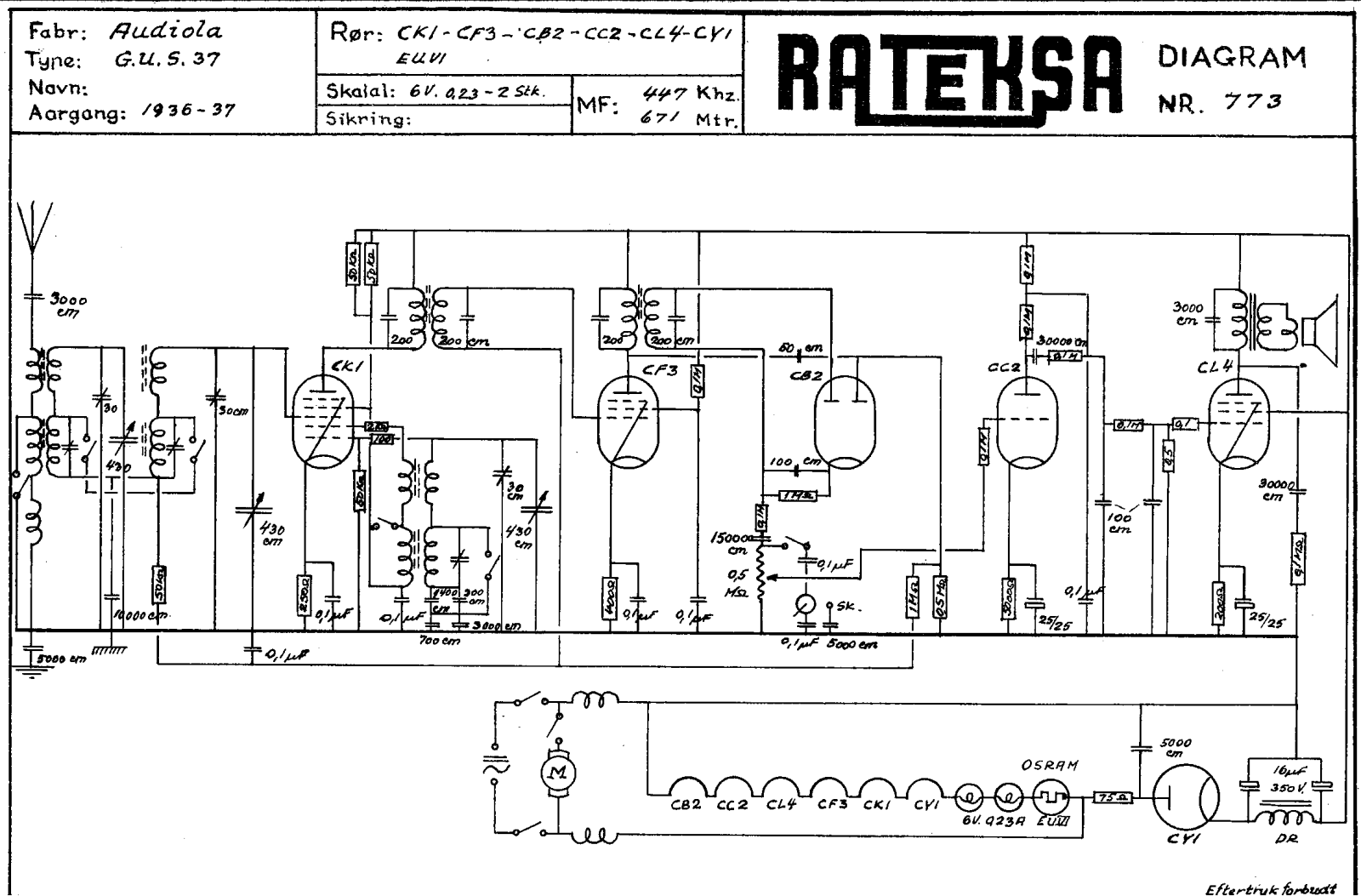 Audiola GUS 37 Schematic