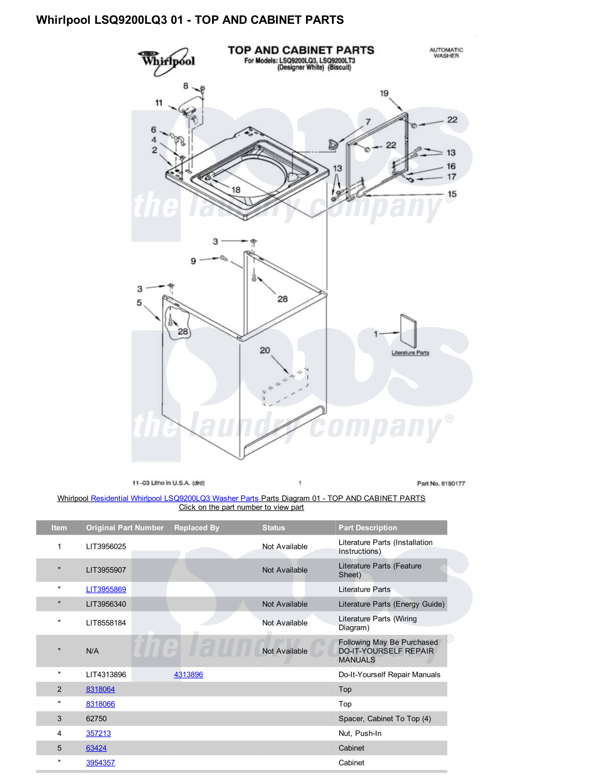 Whirlpool LSQ9200LQ3 Parts Diagram