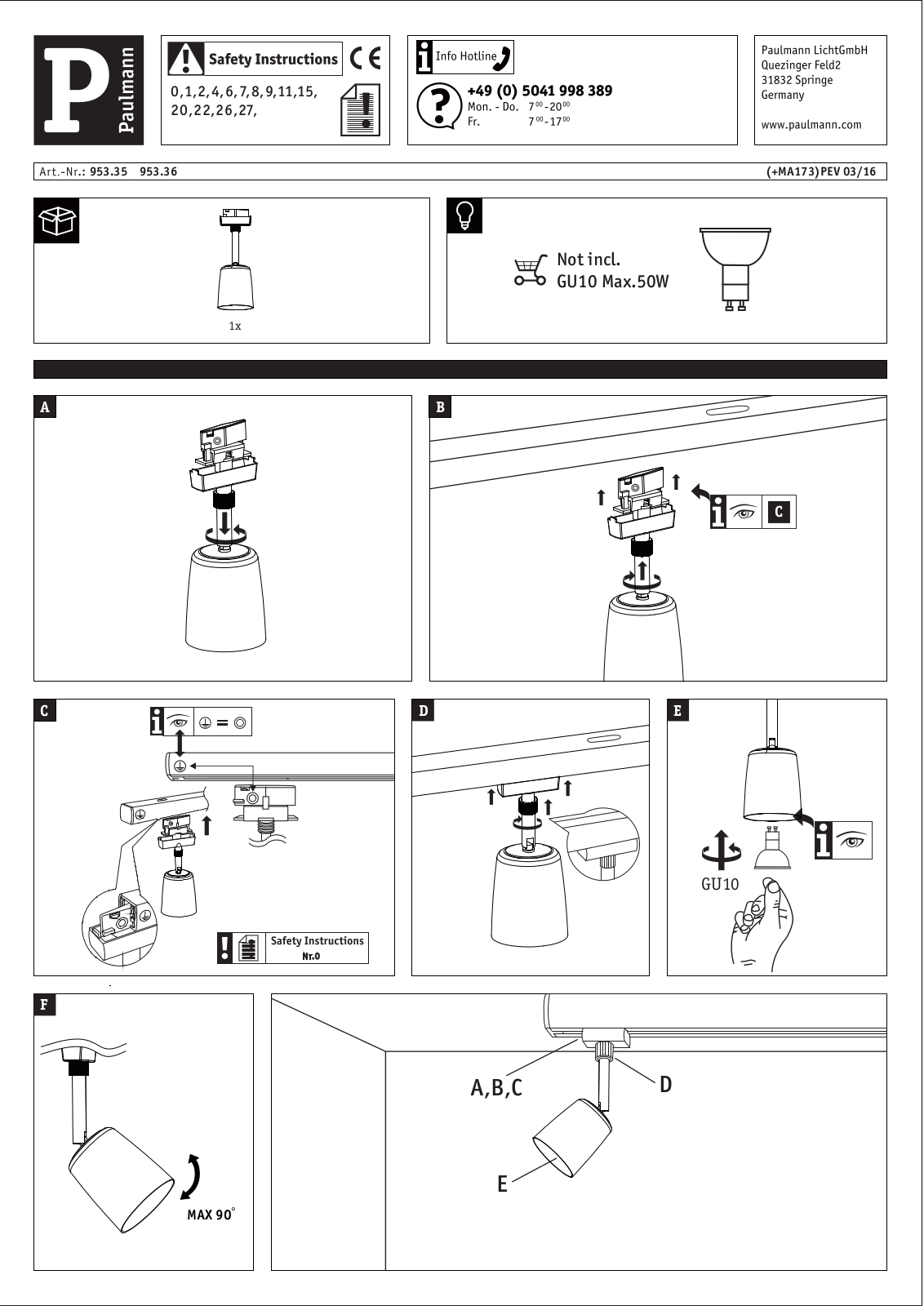 Paulmann 95335, 95336 Safety instructions - ManualMachine.com