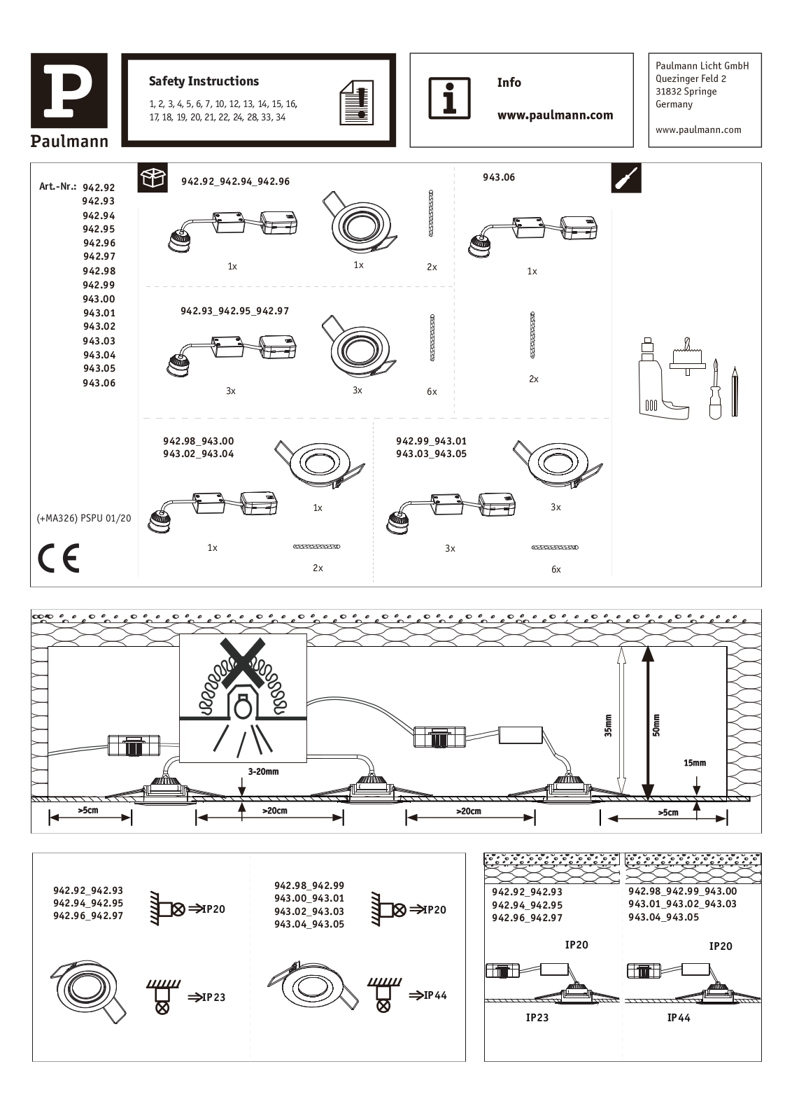 Paulmann 94297 Installation manual