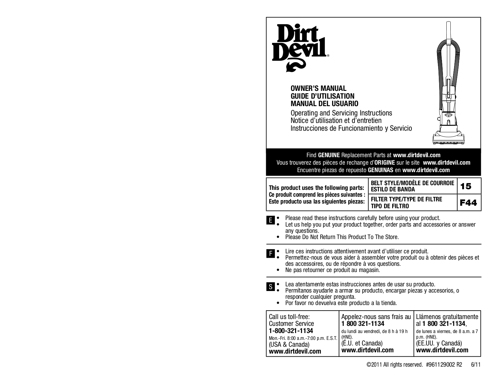 Dirt Devil UD20015 User Manual