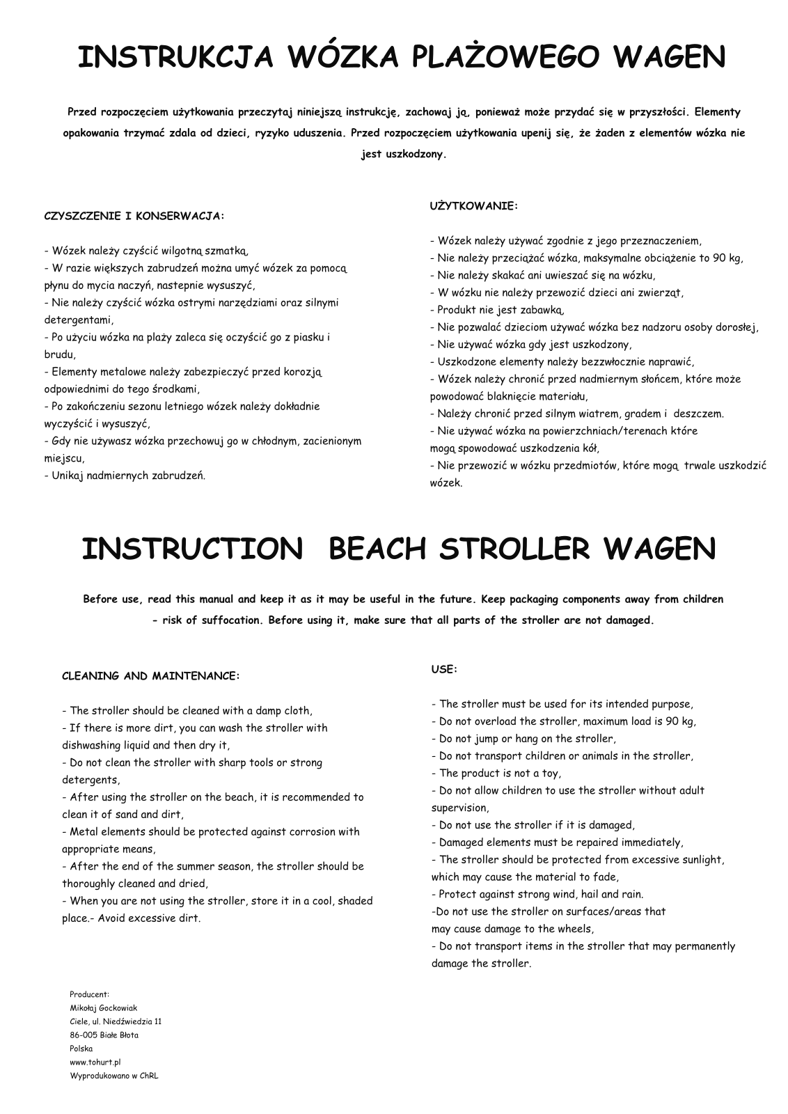 GOCKOWIAK Wagen User guide - ManualMachine.com