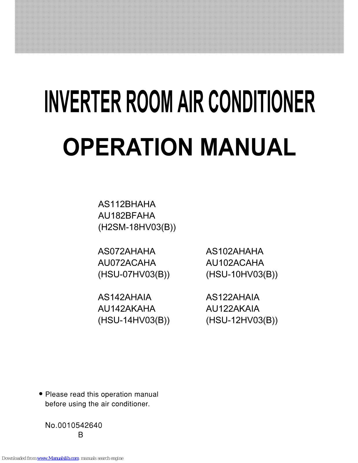 Haier HSU-14HV03, H2SM-18HV03, AS072AHAHA, AS102AHAHA, AS112BHAHA Operation Manual