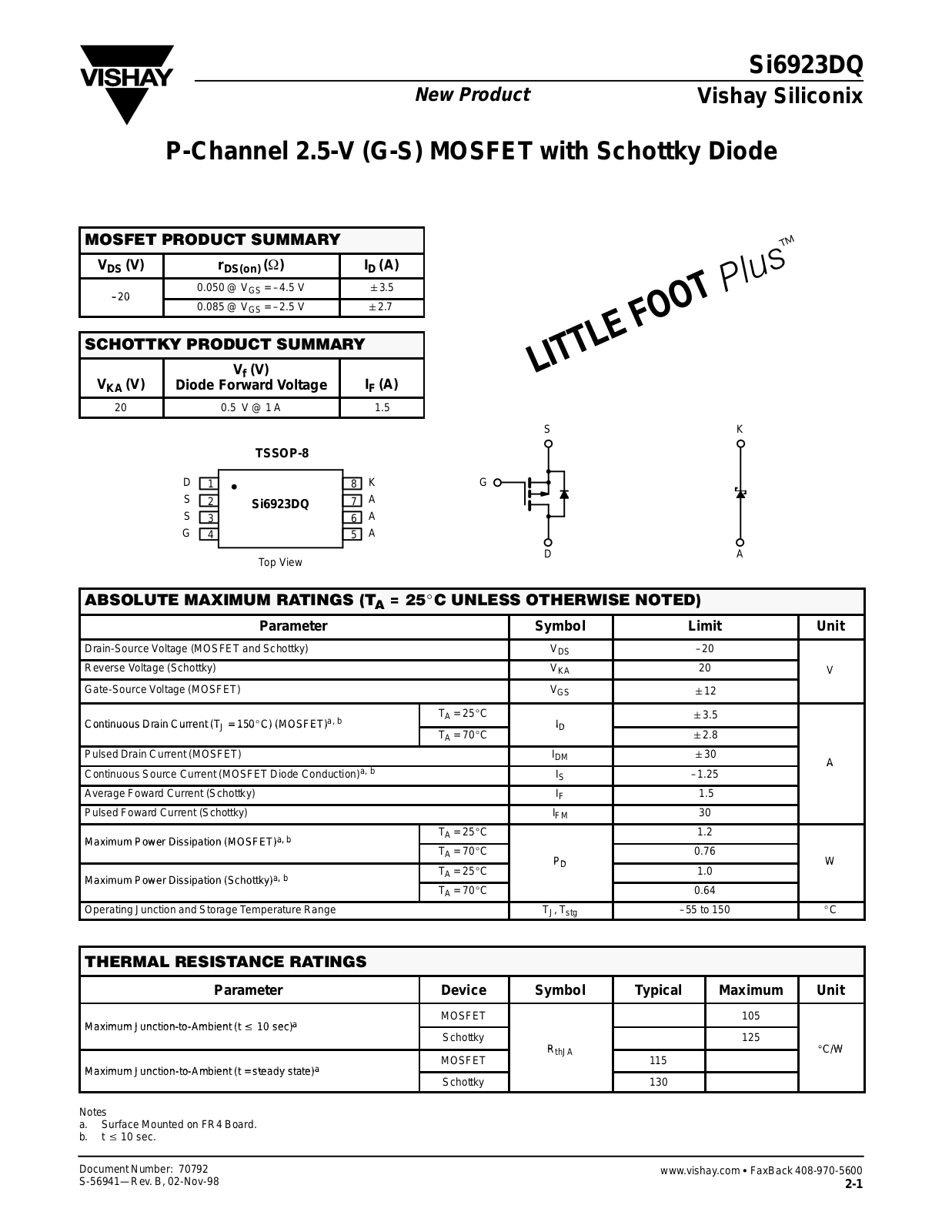 Datasheet si6923dq Datasheet - ManualMachine.com