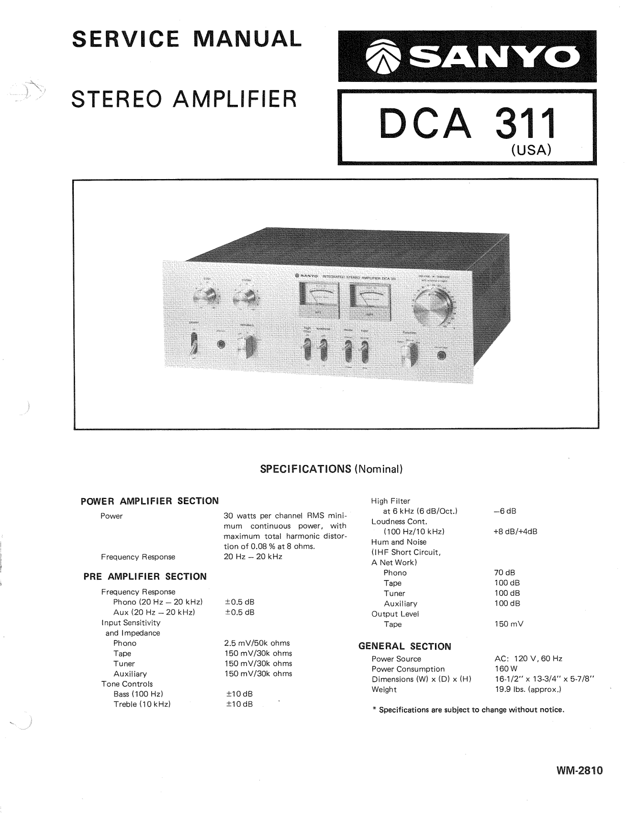 Sanyo DCA-311 Service manual