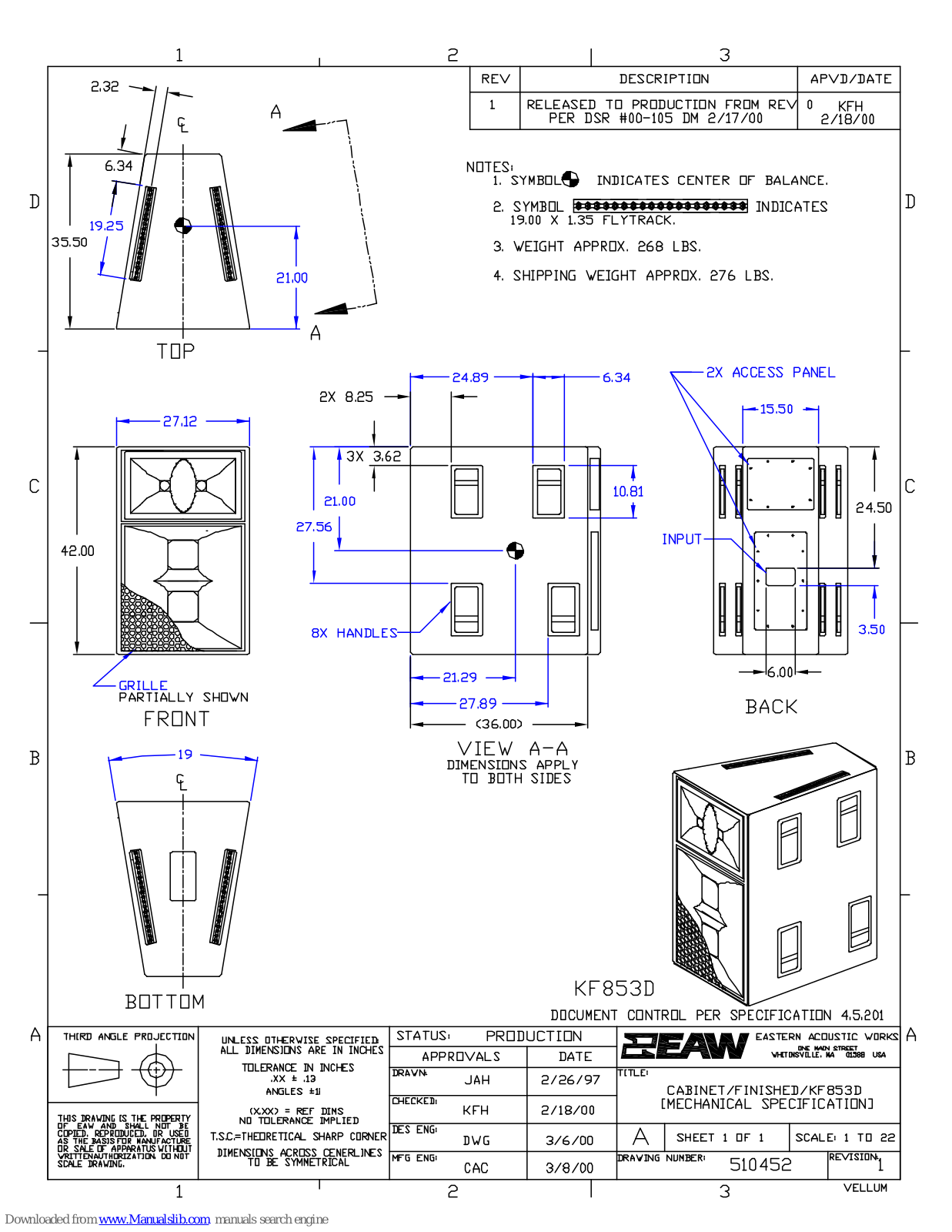 EAW KF853D Dimensions