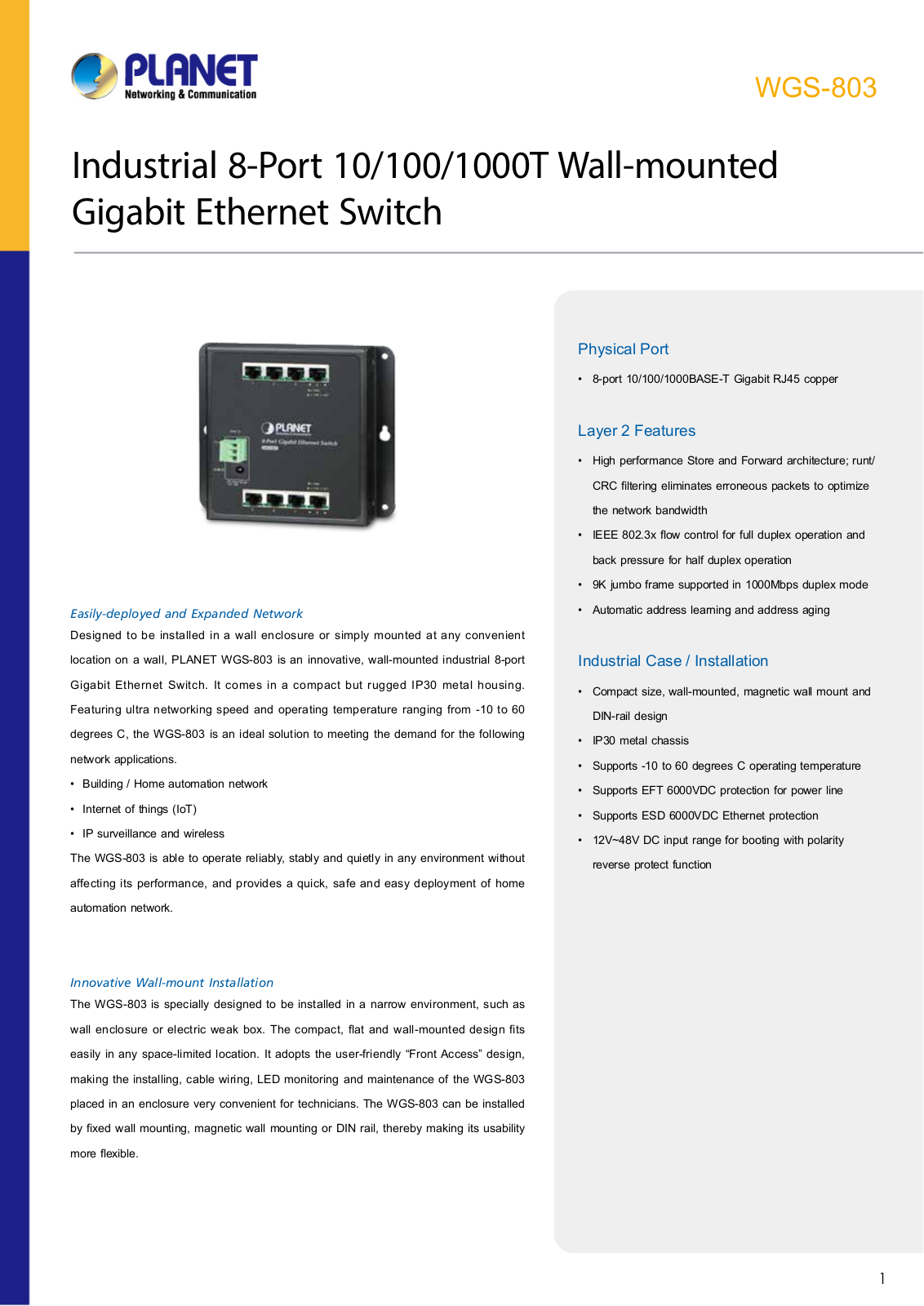 Planet WGS-803 User Manual