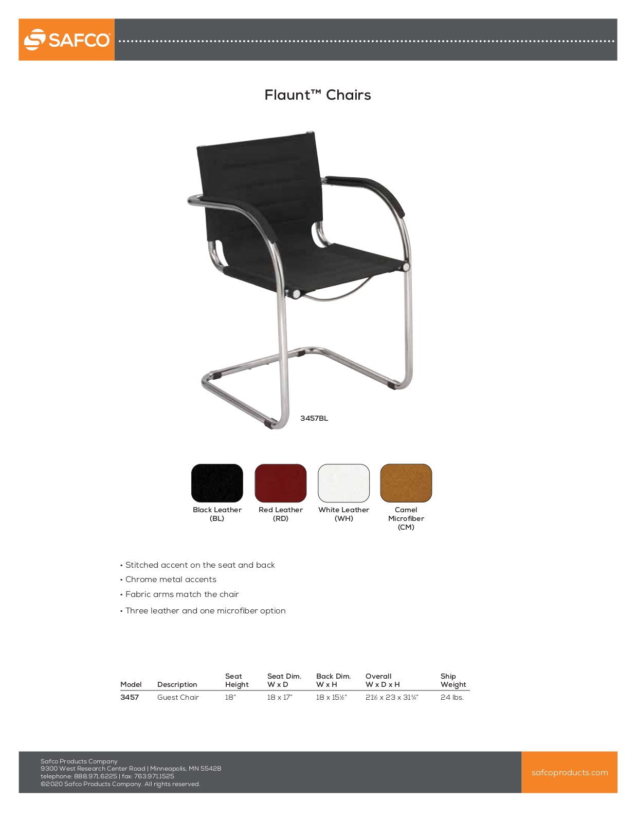 Safco 3457WH, 3457RD, 3457CM, 3457BL, 3456WH User Manual