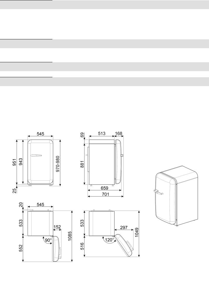 Smeg FAB10HRPB5 Product Information Sheet