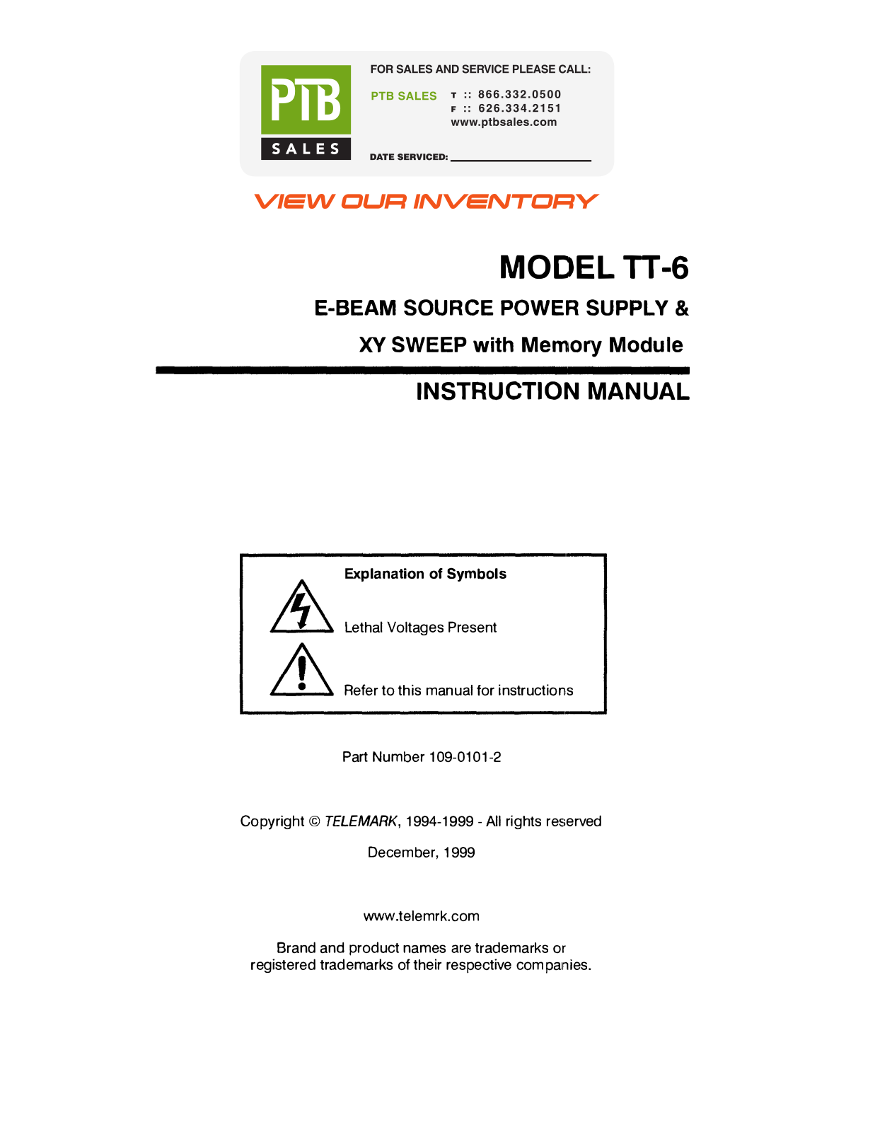 Telemark TT-6 Instruction Manual