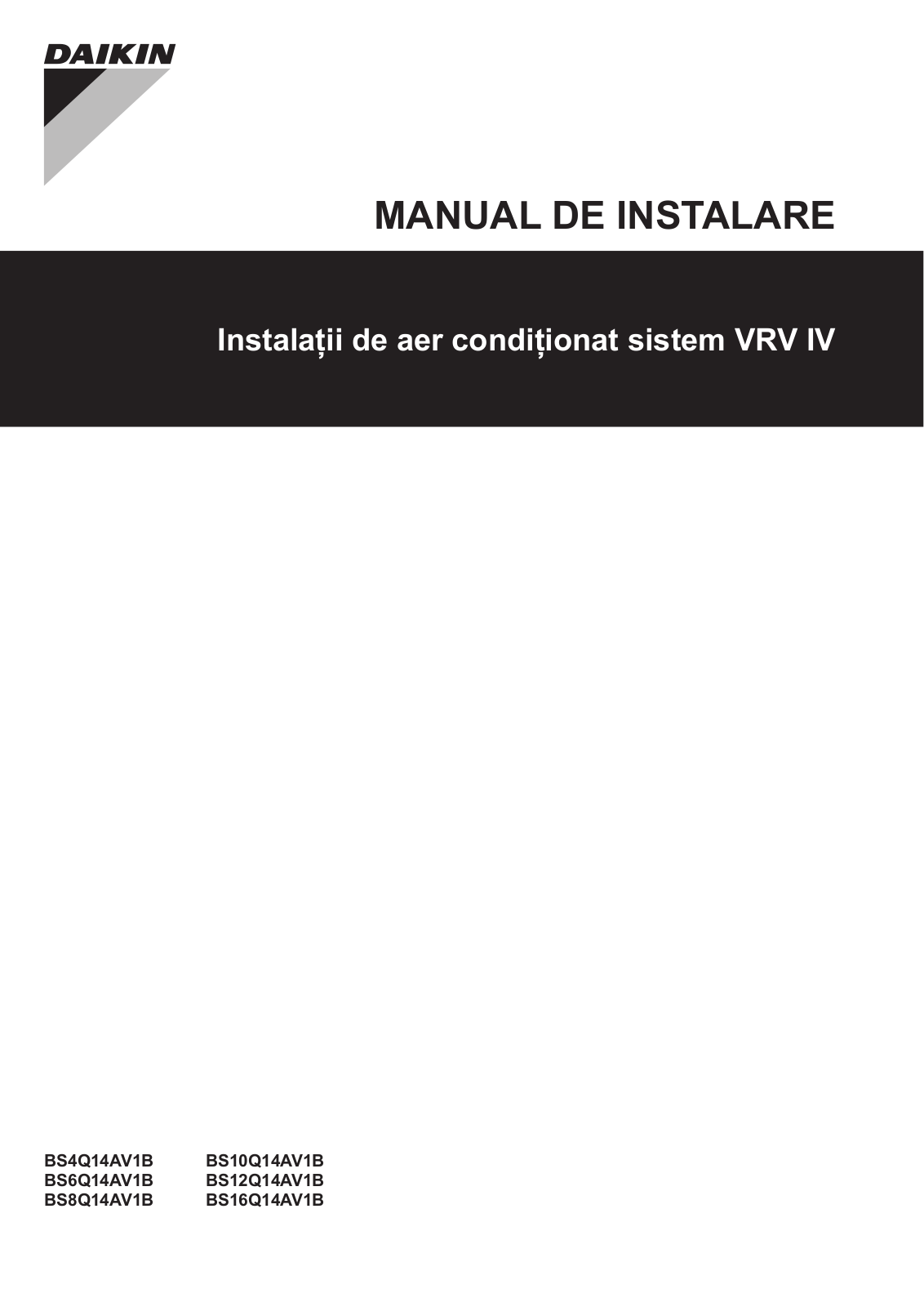 Daikin BS4Q14AV1B, BS6Q14AV1B, BS8Q14AV1B, BS10Q14AV1B, BS12Q14AV1B Installation manuals