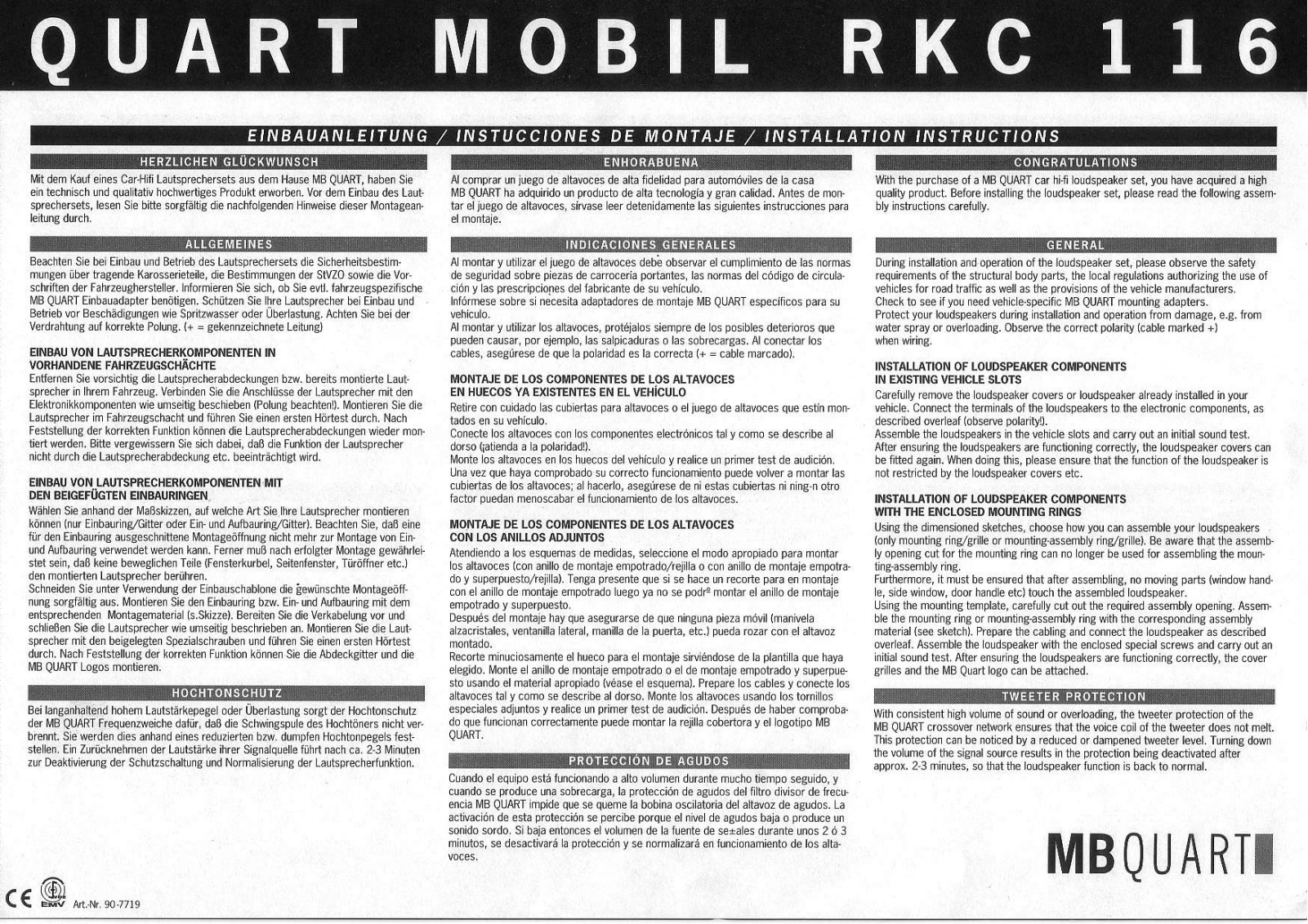 MB QUART RKC 116 User Manual