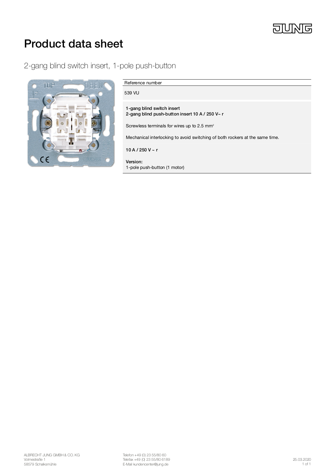 Jung 539 VU User Manual