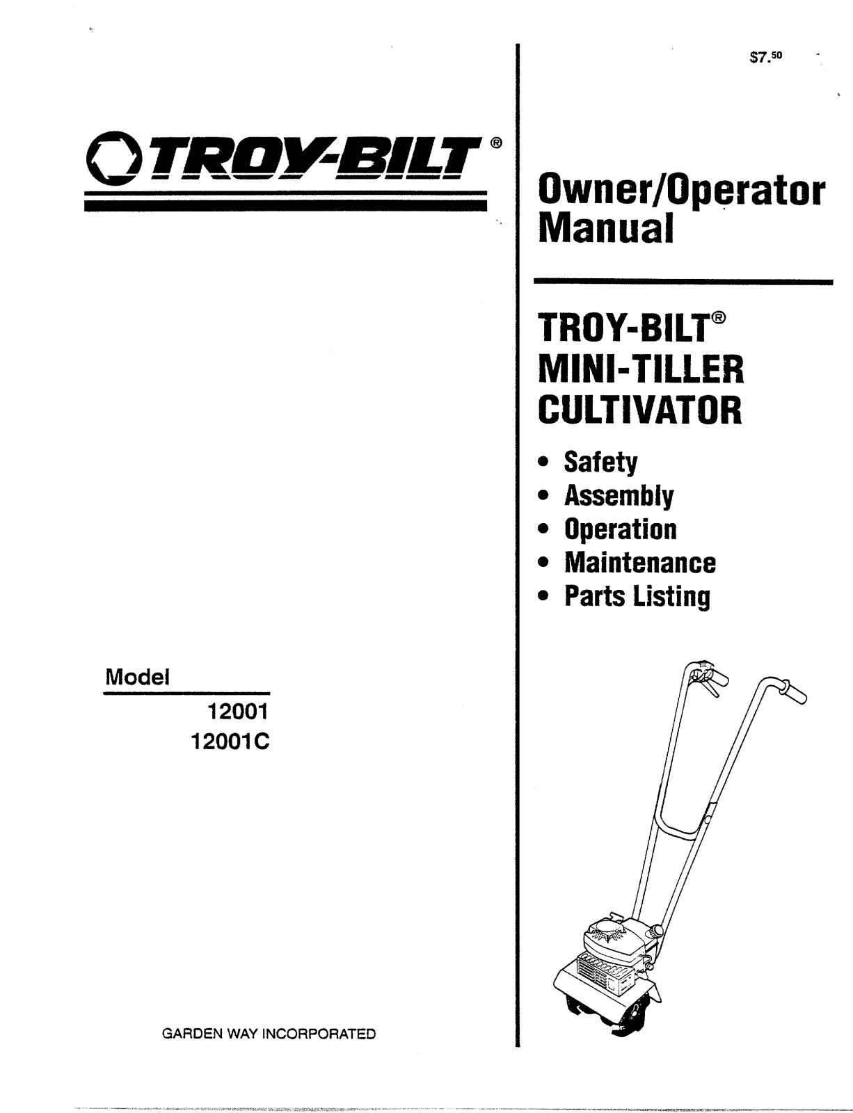 Troy-Bilt 12001 User Manual