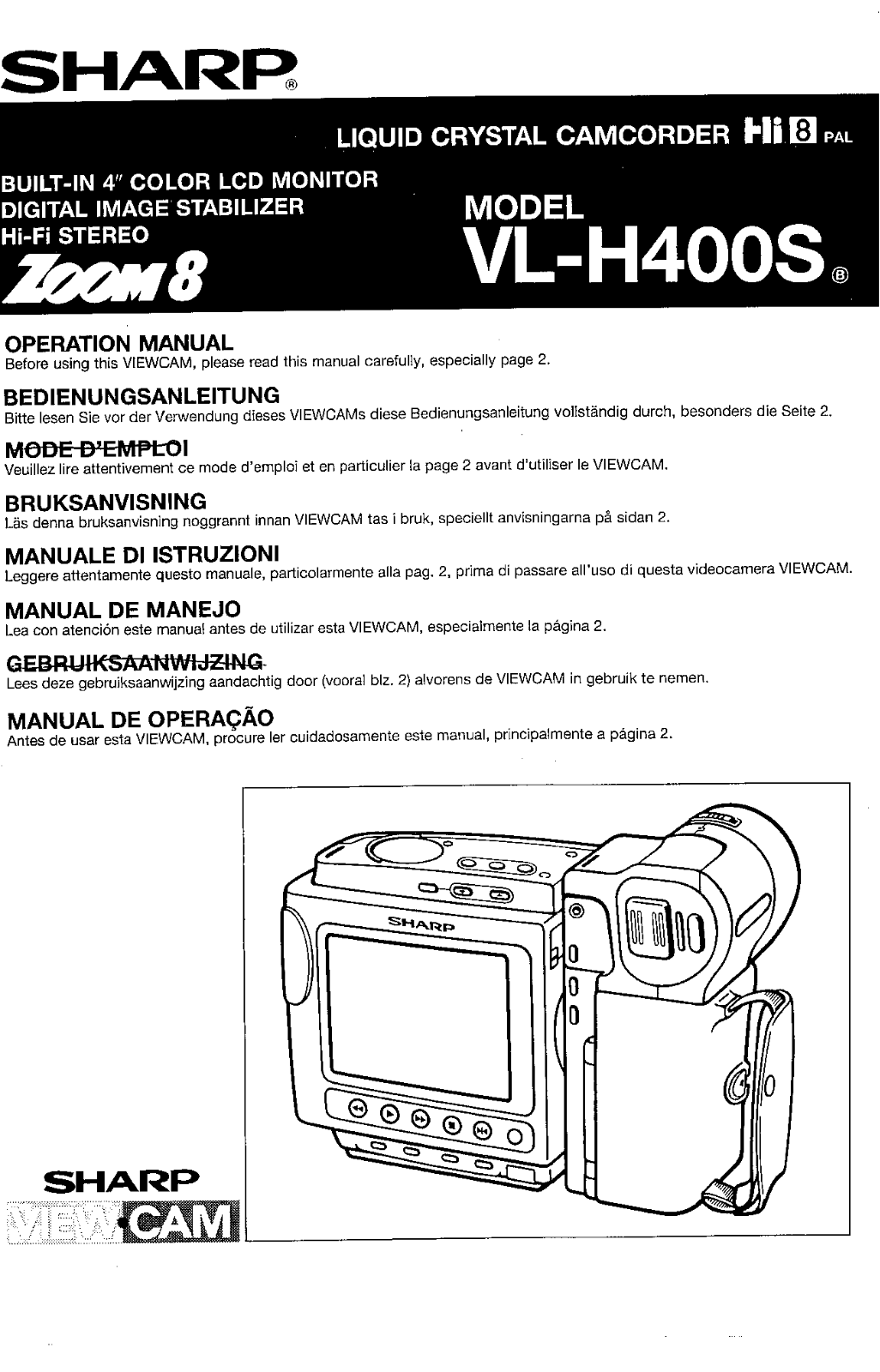 Sharp VL-H400S Operating Instruction