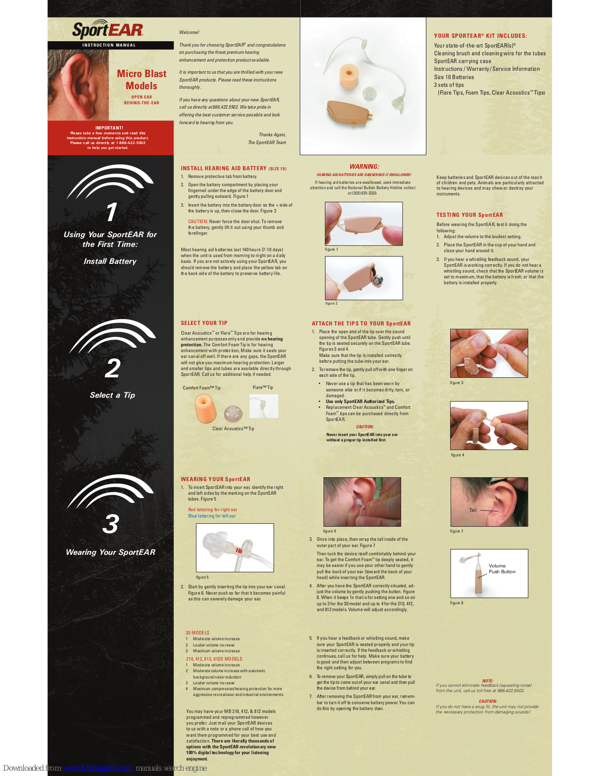 SportEar Micro Blast open ear, Micro Blast behind-the-ear Instruction Manual