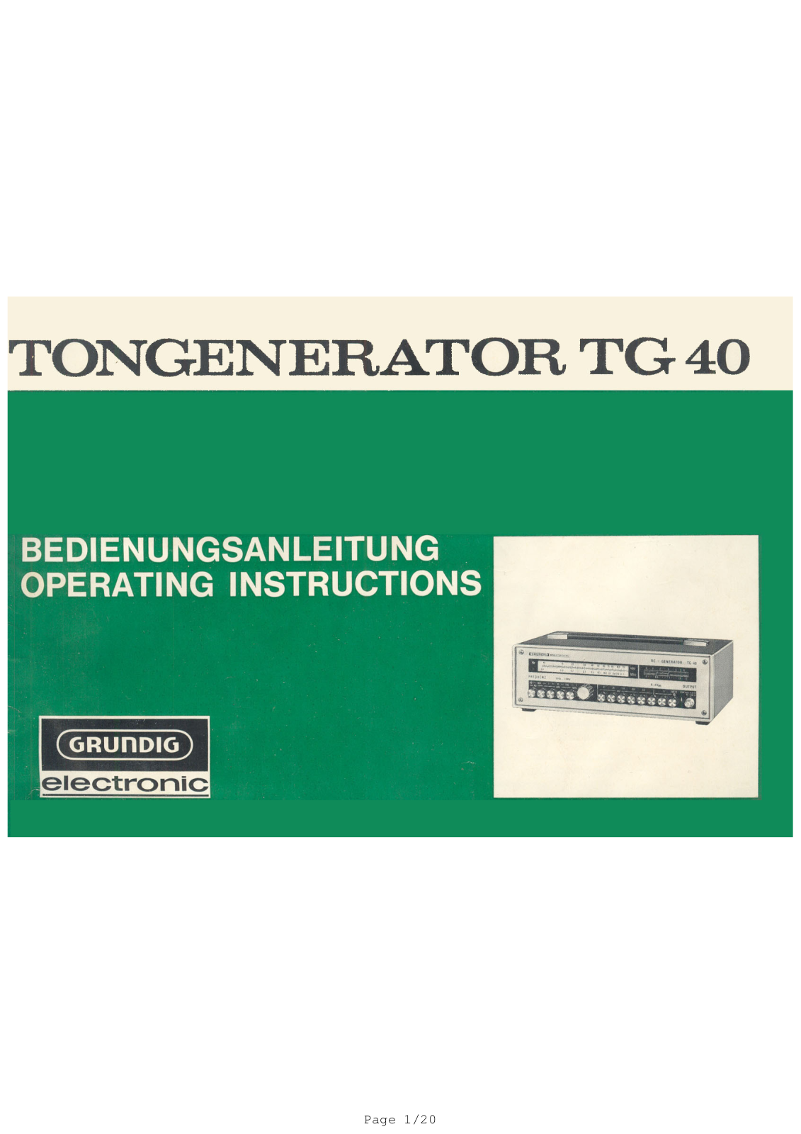 Grundig TG-40 Owners Manual