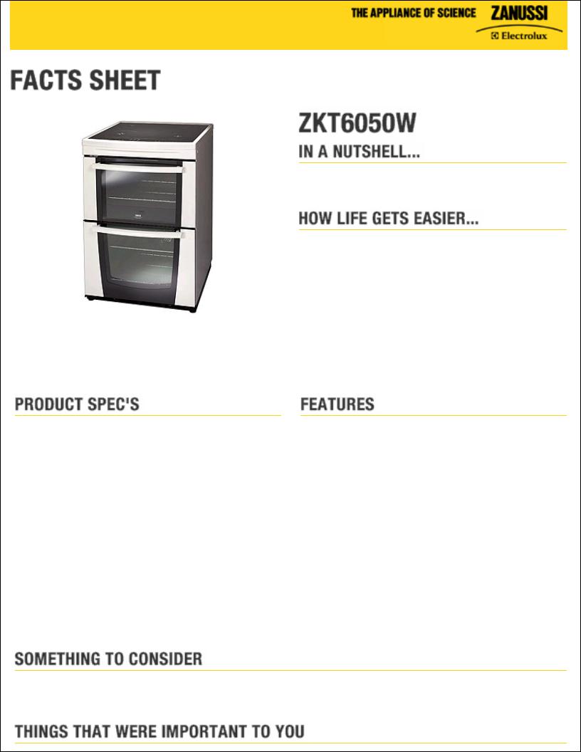 Zanussi ZKT6050W User Manual