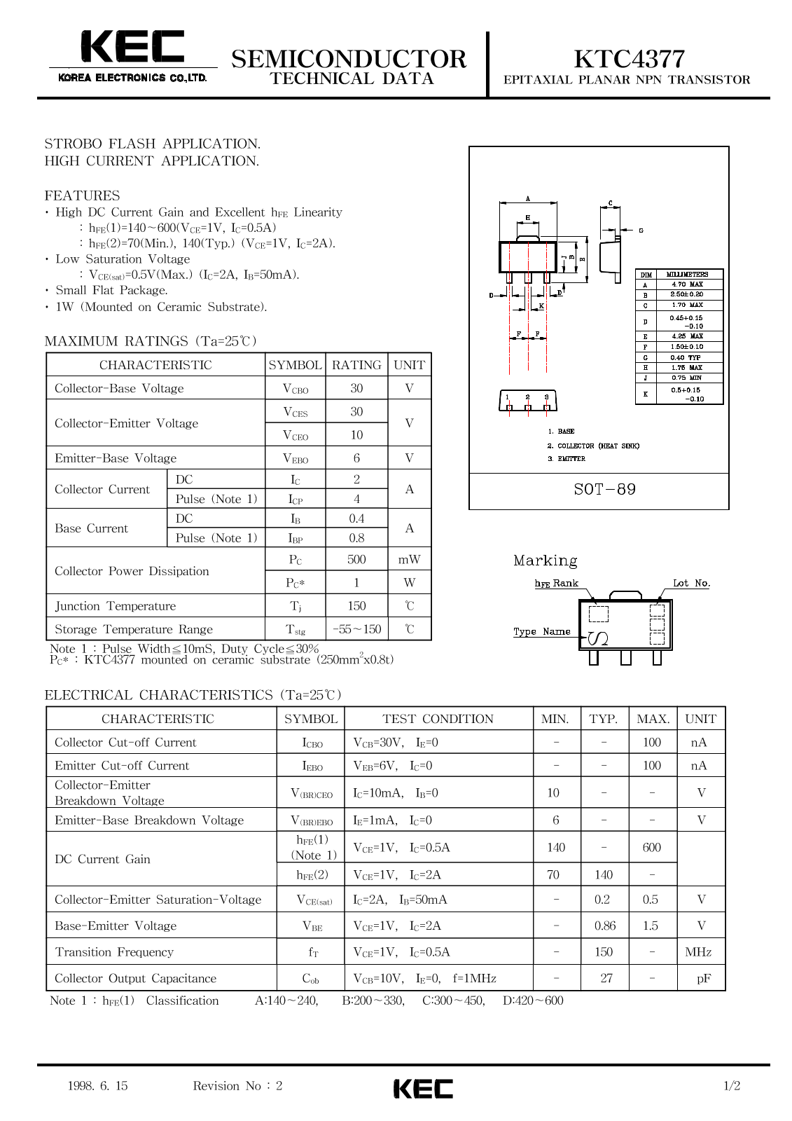 KEC KTC4377 Datasheet