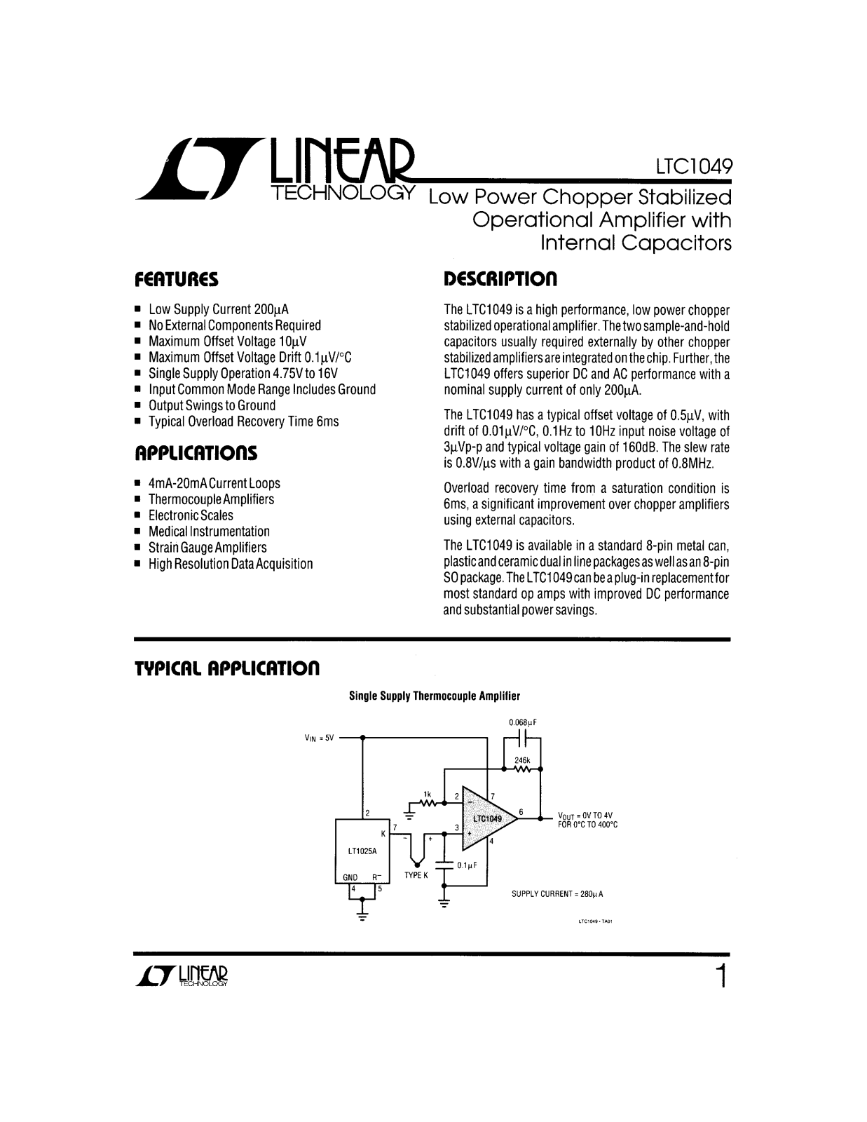 Linear Technology LTC1049 Datasheet