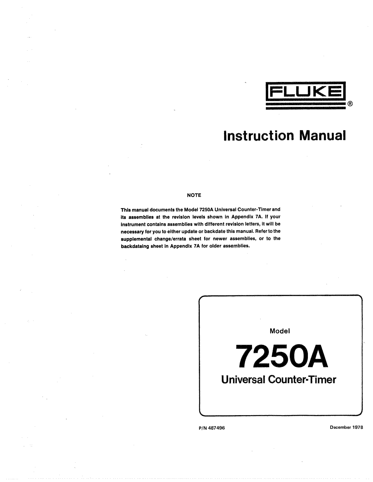 Fluke 7250A User Manual