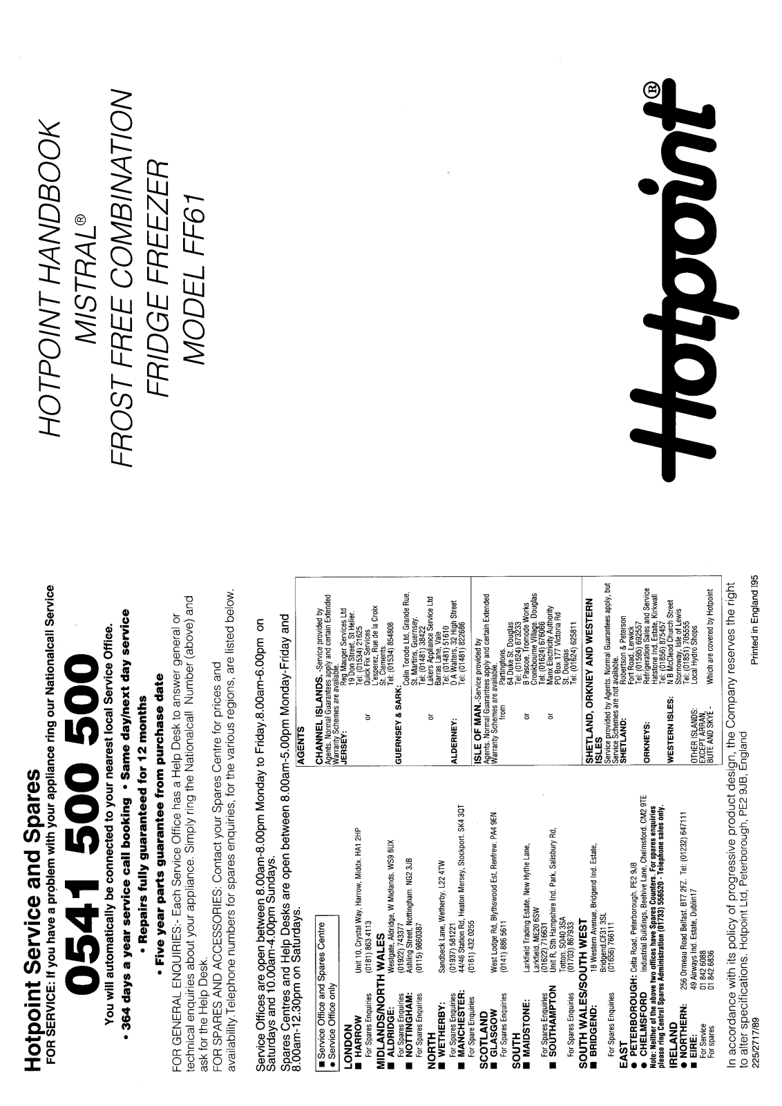 Hotpoint FF61 User Manual