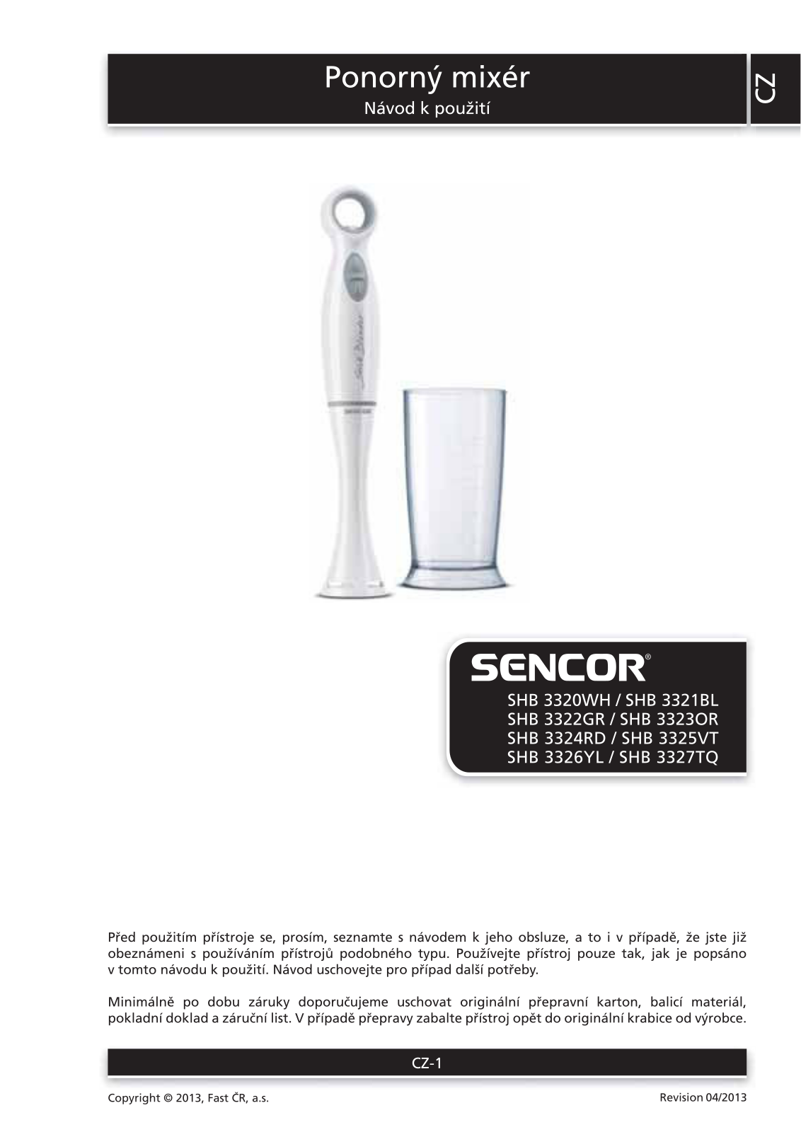 Sencor SHB 3320WH User Manual