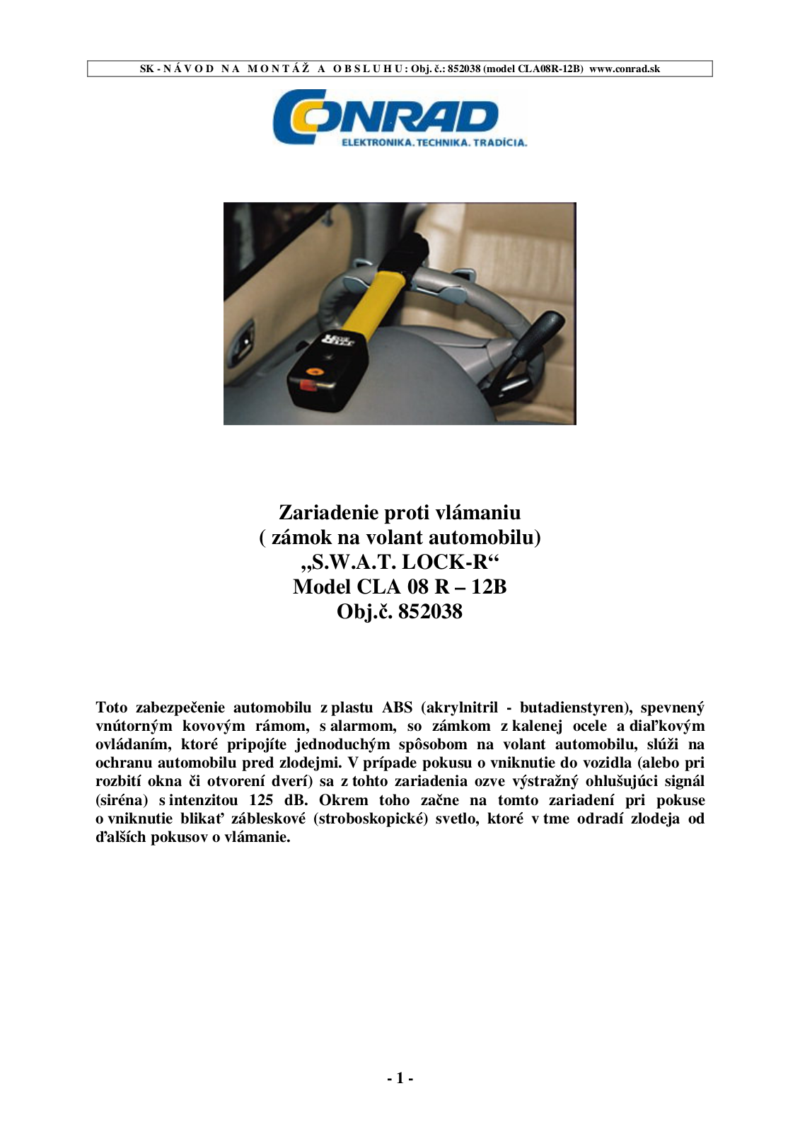 S.W.A.T. LOCK - R CLA08R-12B User guide