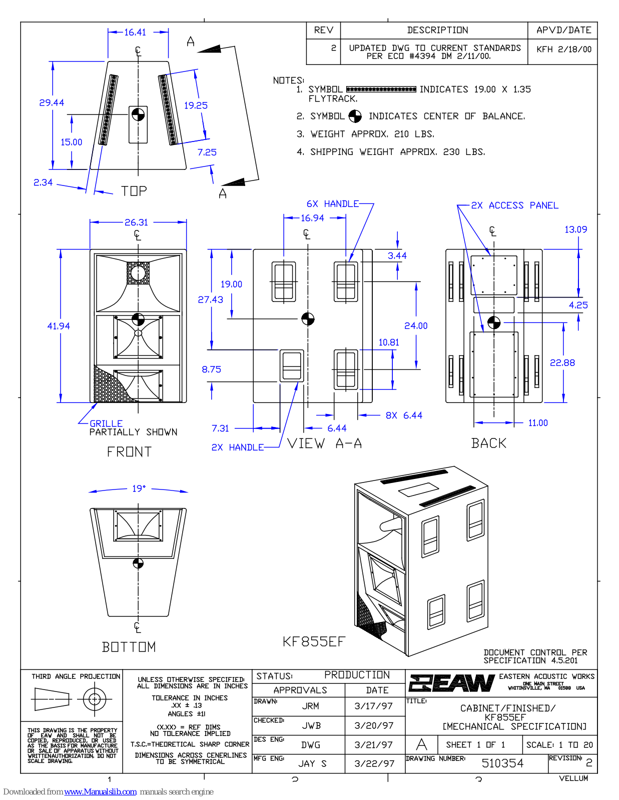 EAW KF855EF Dimensions