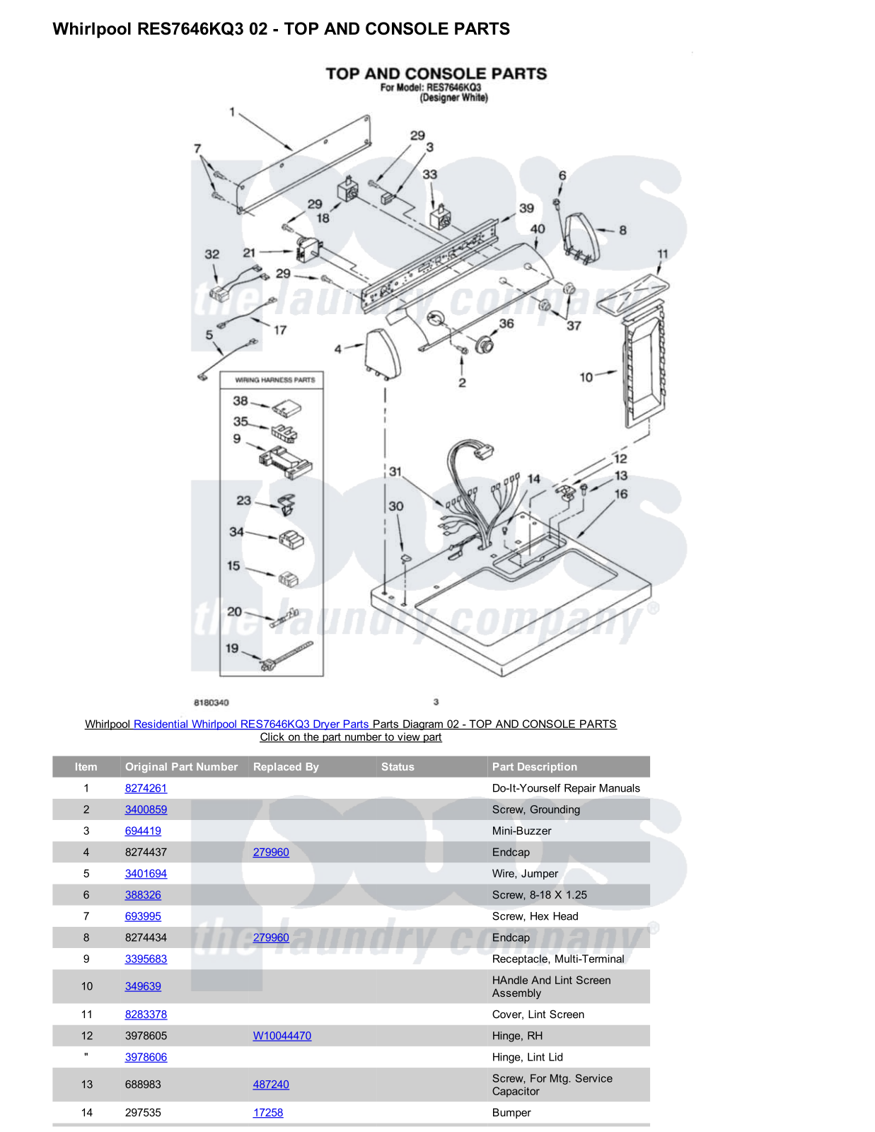 Whirlpool RES7646KQ3 Parts Diagram