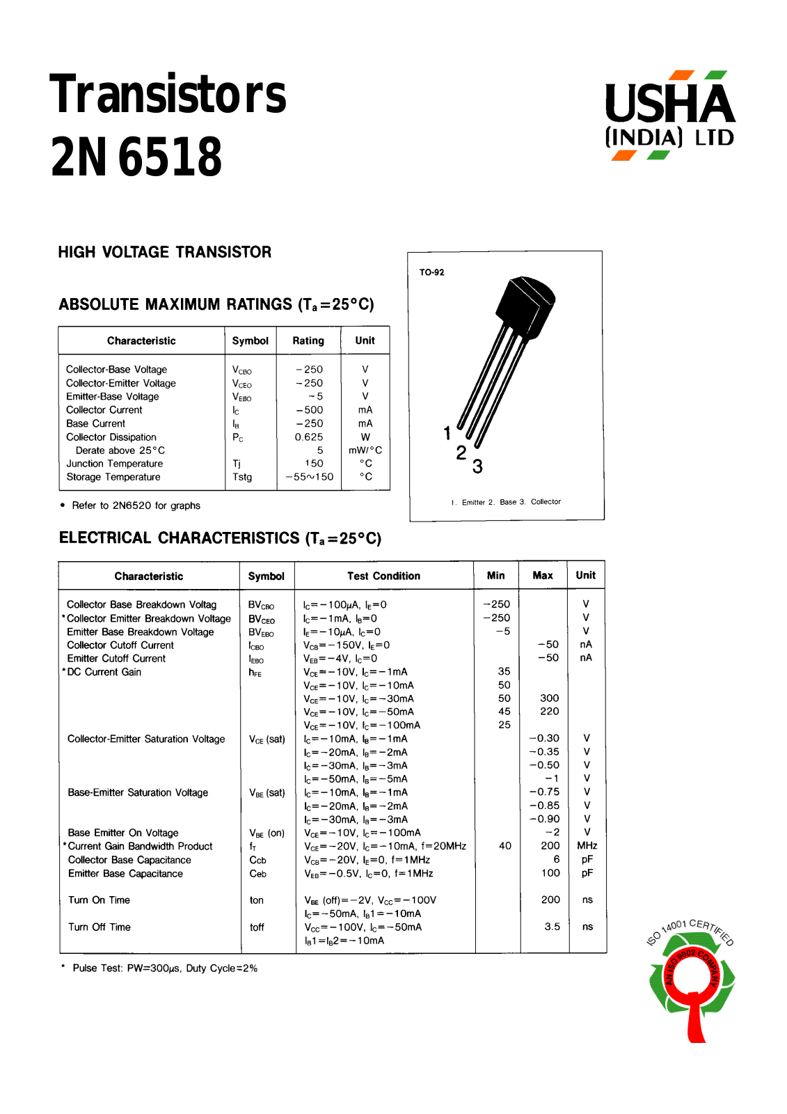 USHA 2N6518 Datasheet