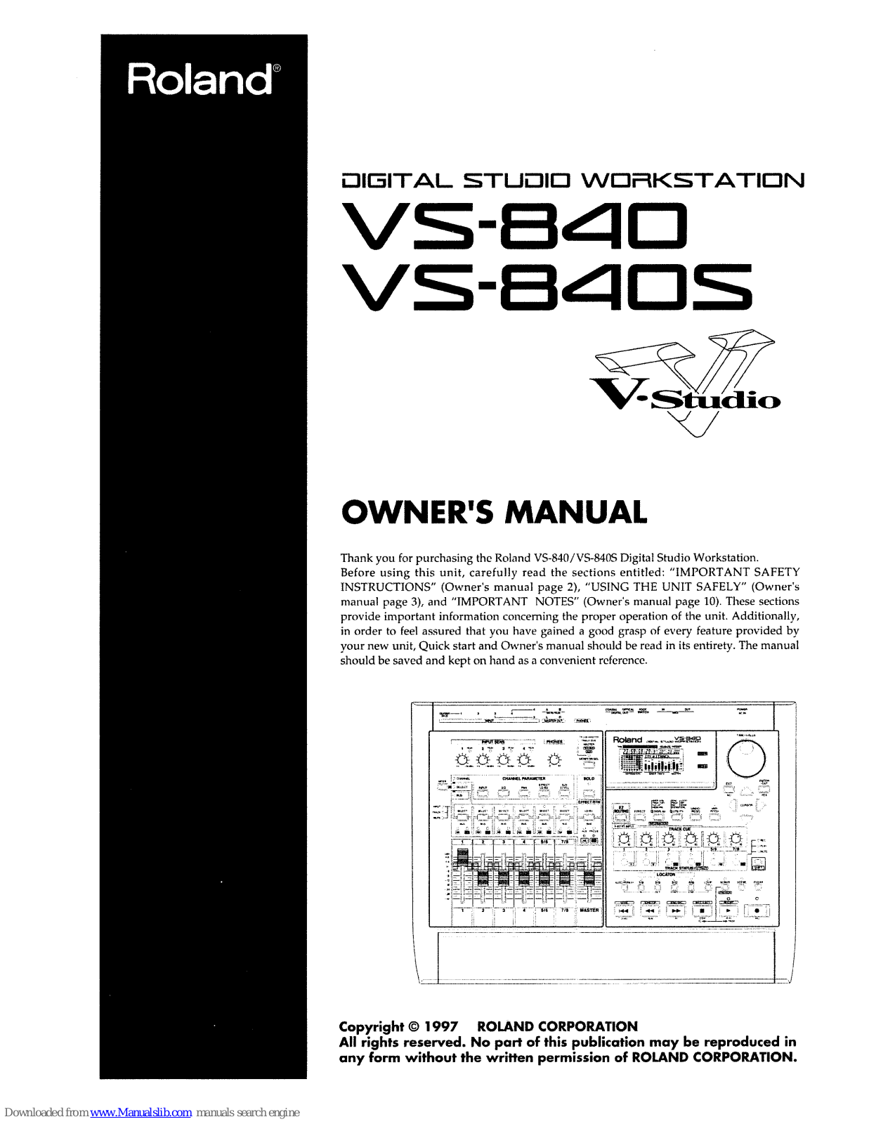 Roland V-Sudio VS-840, V-Sudio VS-840S Owner's Manual