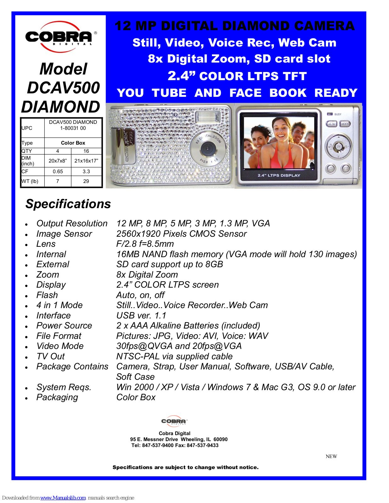 Cobra Digital Diamond DCAV500 Specifications