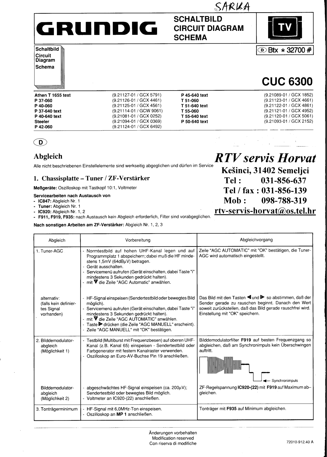 Grundig CUC-6300 Service Manual Ver 2.