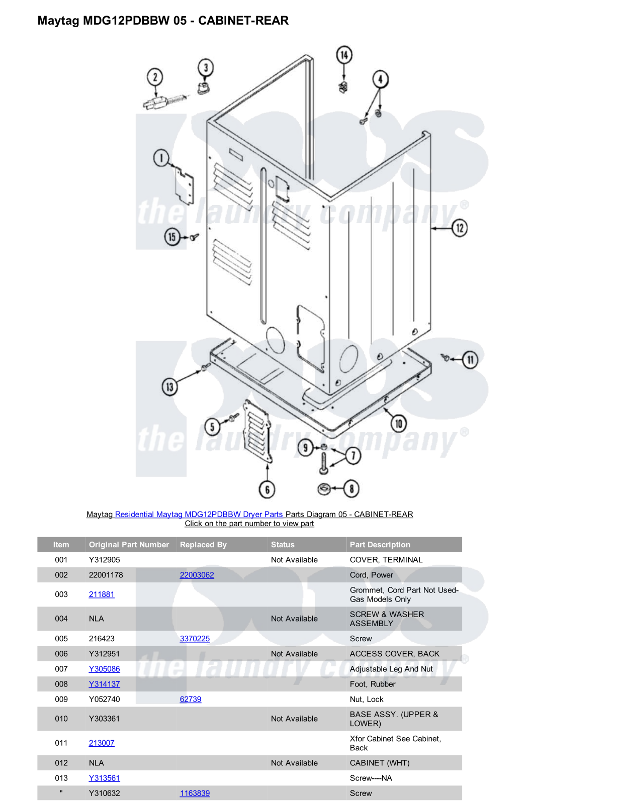 Maytag MDG12PDBBW Parts Diagram