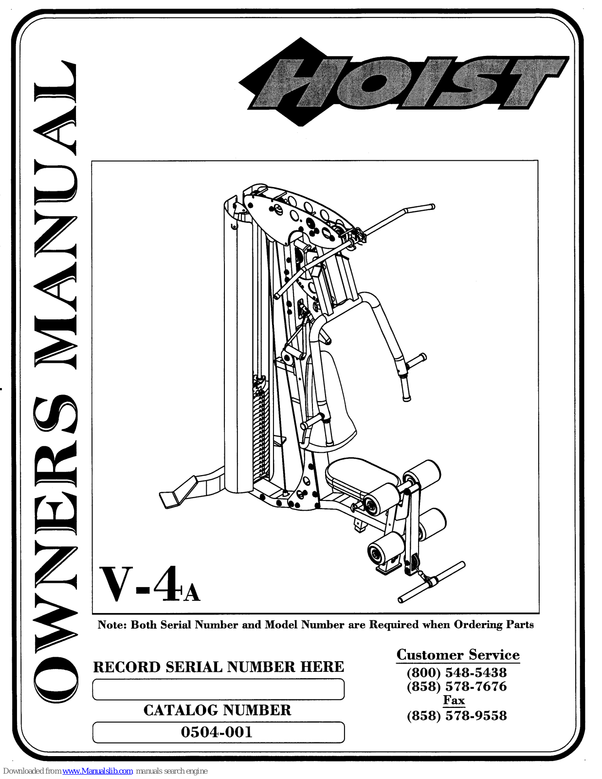 Hoist Fitness V-4a Owner's Manual