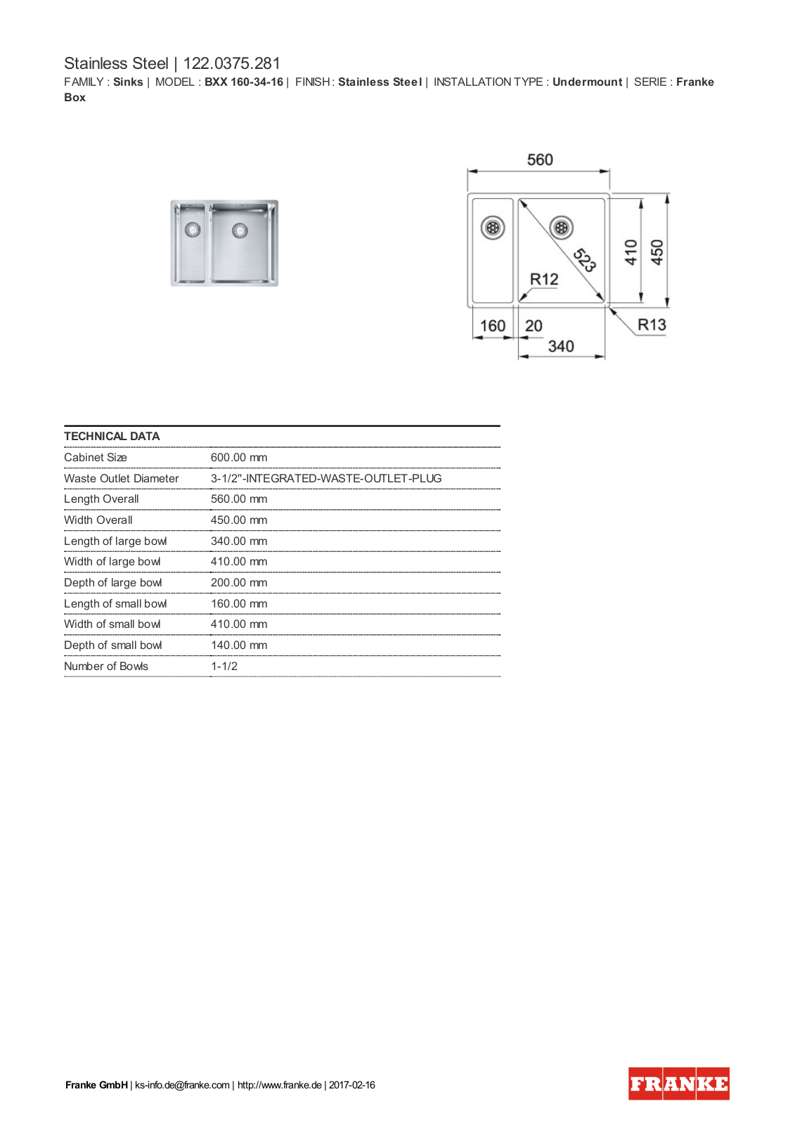 Franke 122.0375.281 Service Manual