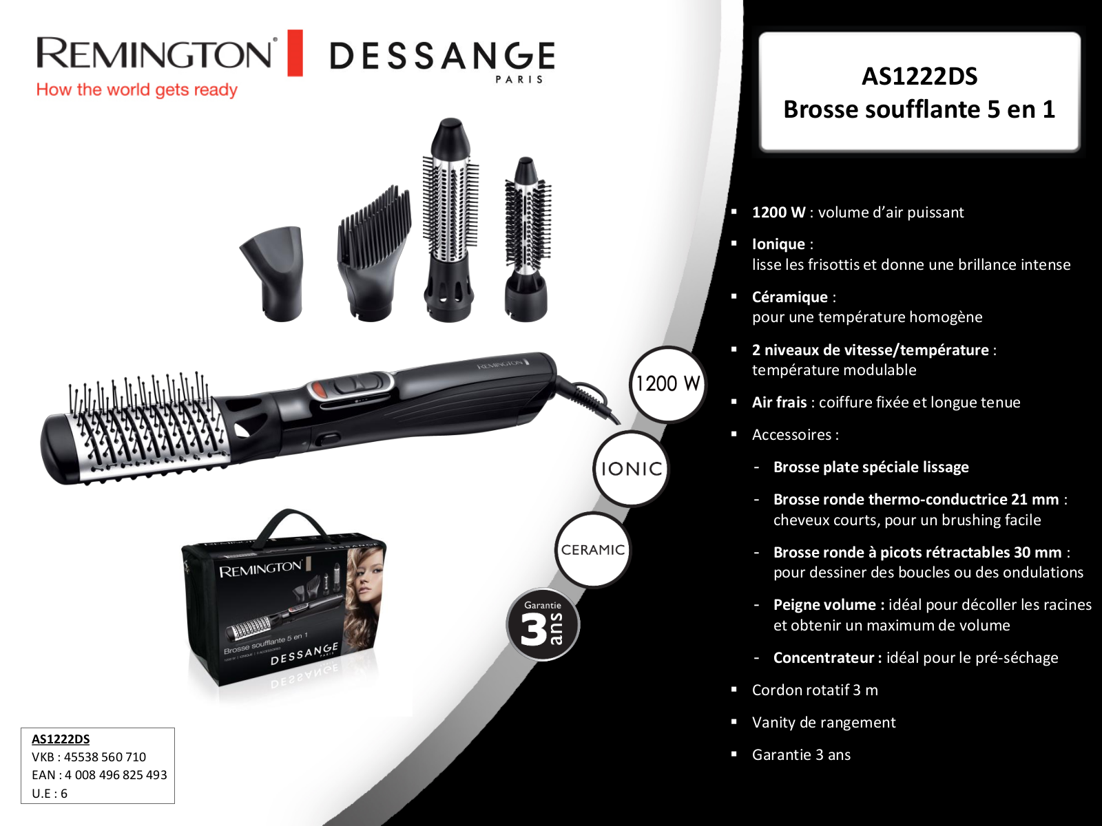 Remington AS1222DS Product sheet